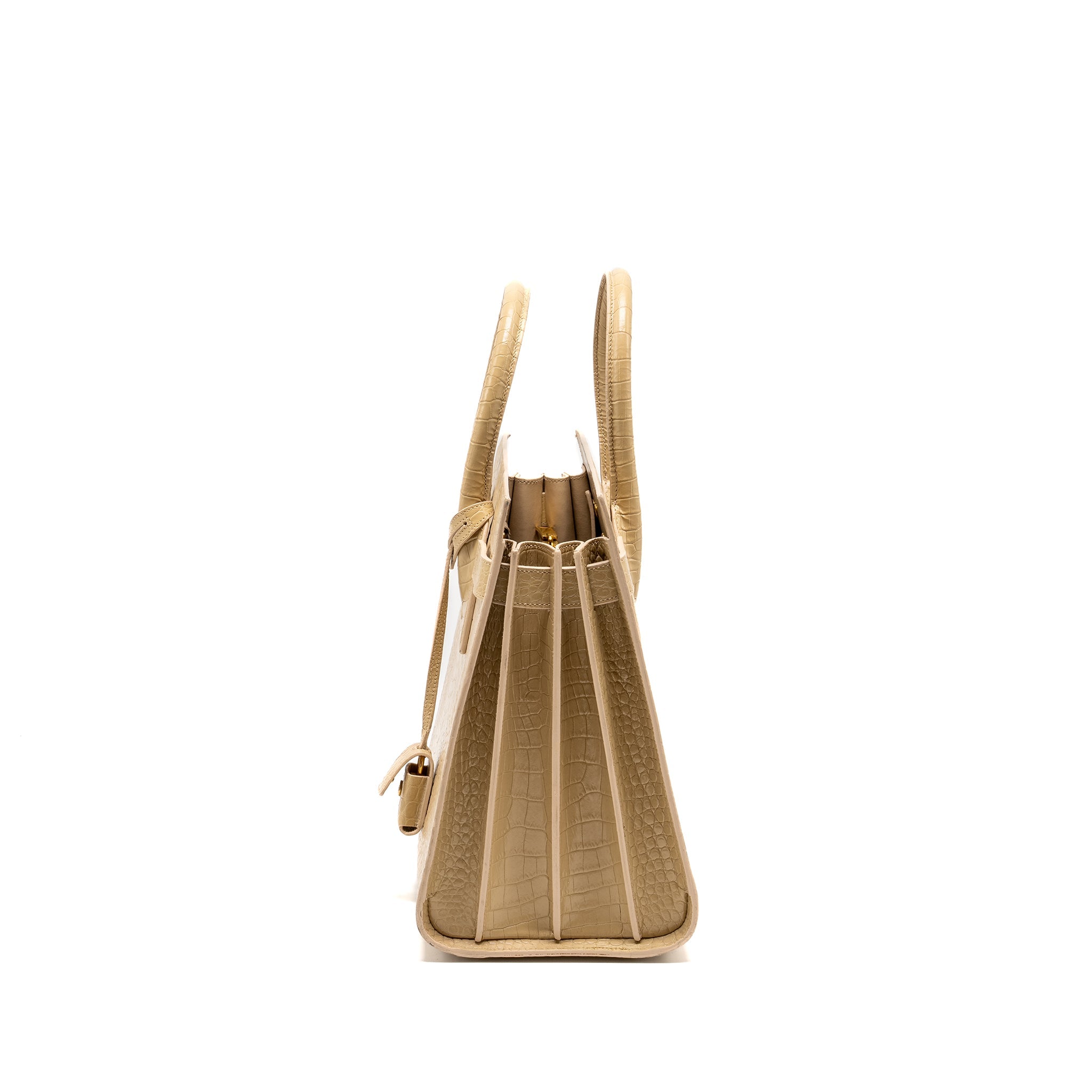 SAINT LAURENT /YSL SAC DE JOUR CROC-EMBOSSED CALFSKIN BEIGE GHW