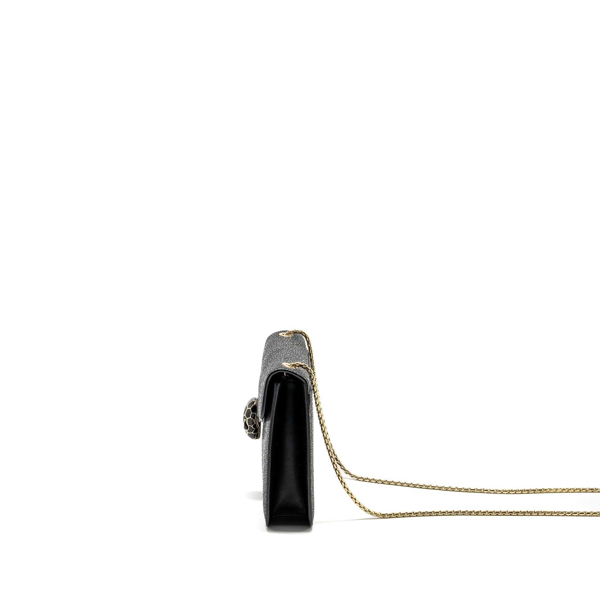 BVLGARI SERPENTI FOREVER BAG GALUCHAT BLACK/ GREY LGHW