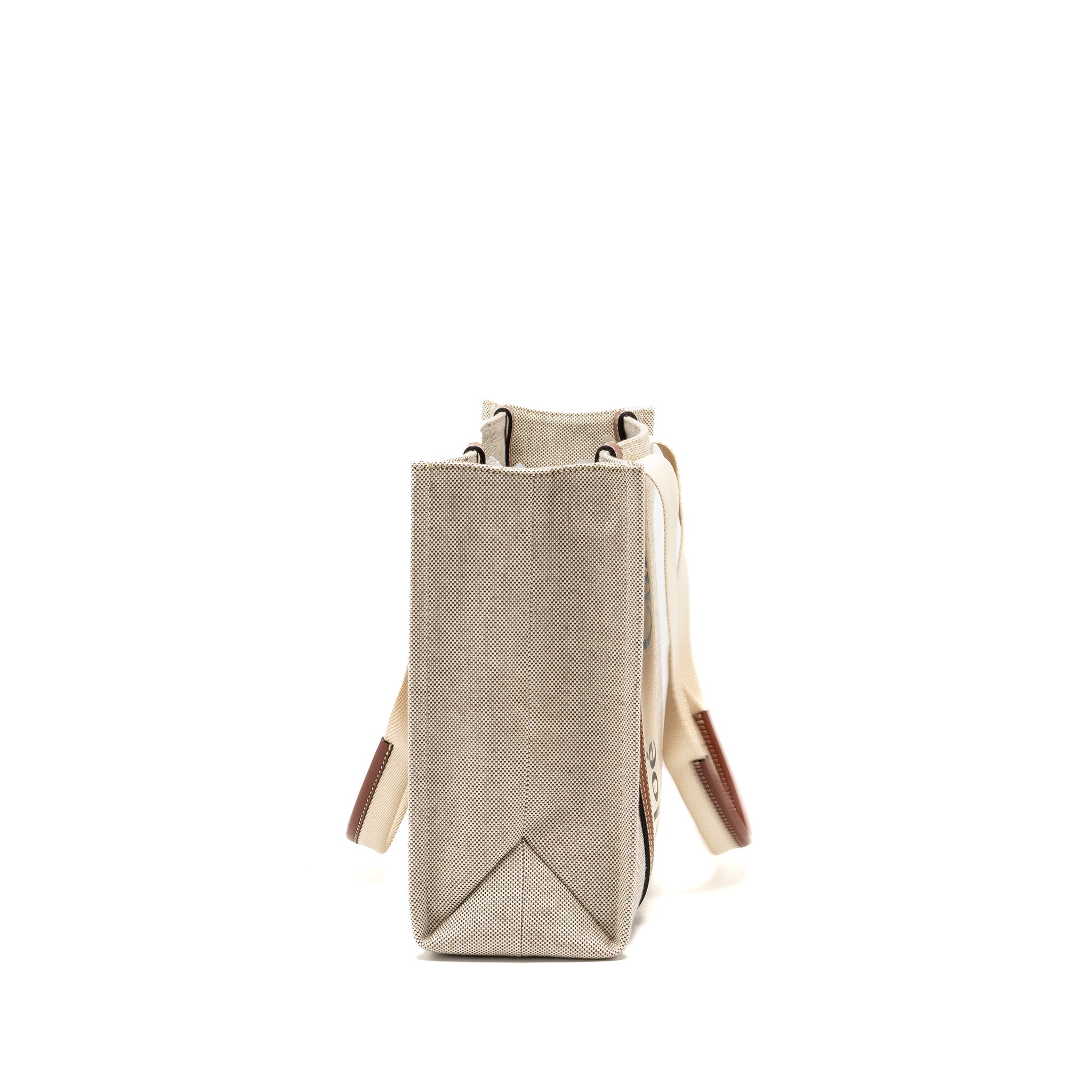 CHLOE WOODY TOTE BAG CANVAS IVORY / BROWN