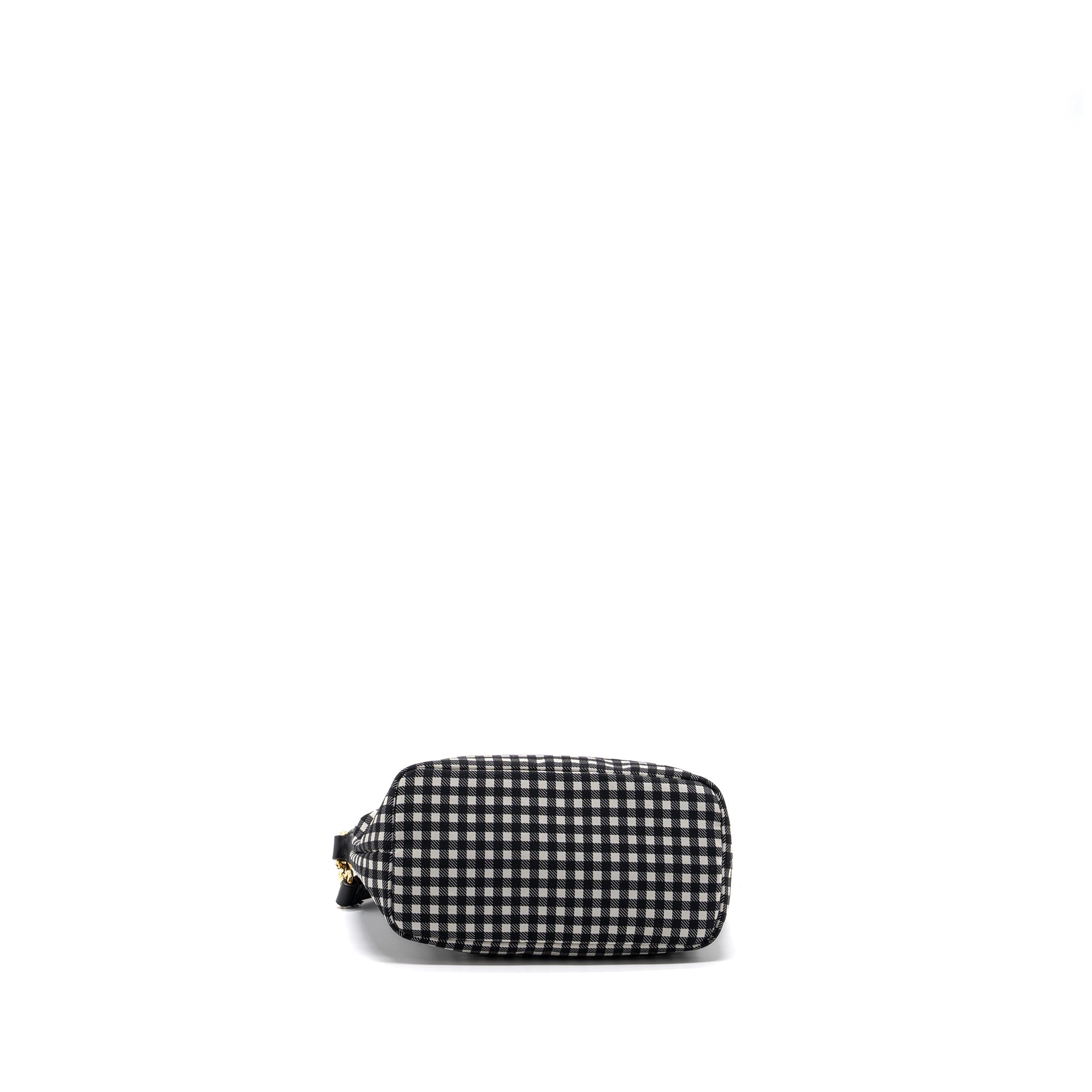 MIU MIU SPIRIT PRINTED FAILLE MINI-BAG NYLON BLACK / WHITE GHW