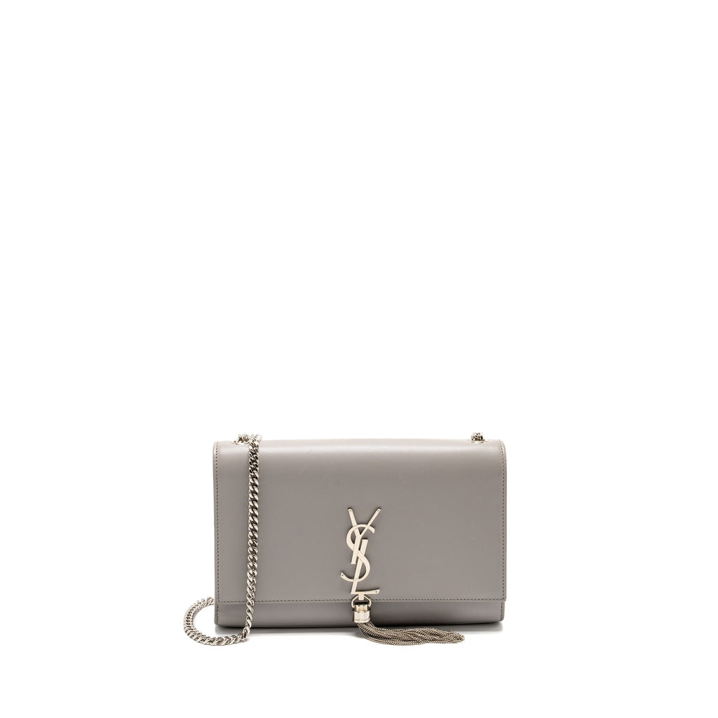 SAINT LAURENT/YSL MEDIUM KATE BAG CALFSKIN GREY SHW