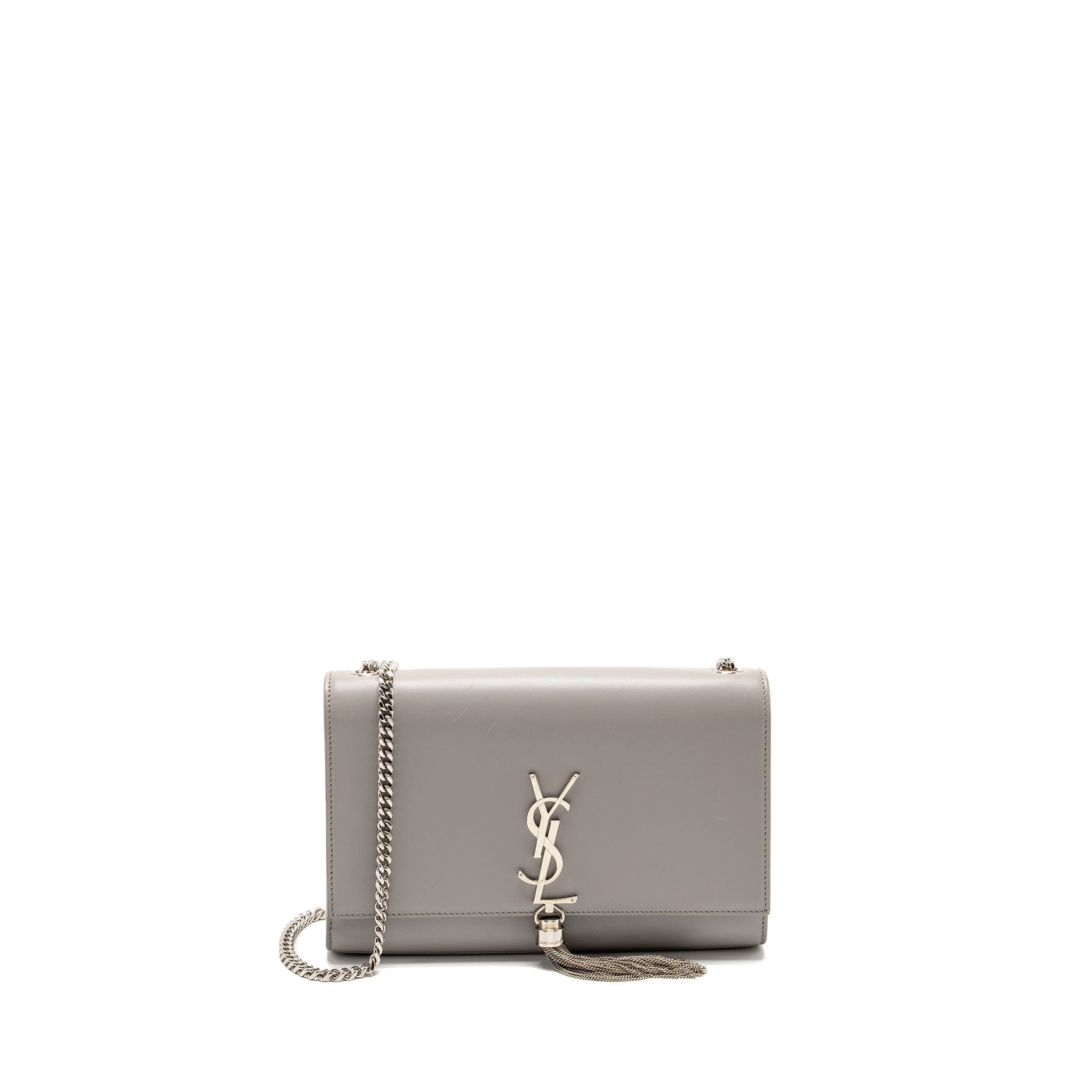 SAINT LAURENT/YSL MEDIUM KATE BAG CALFSKIN GREY SHW