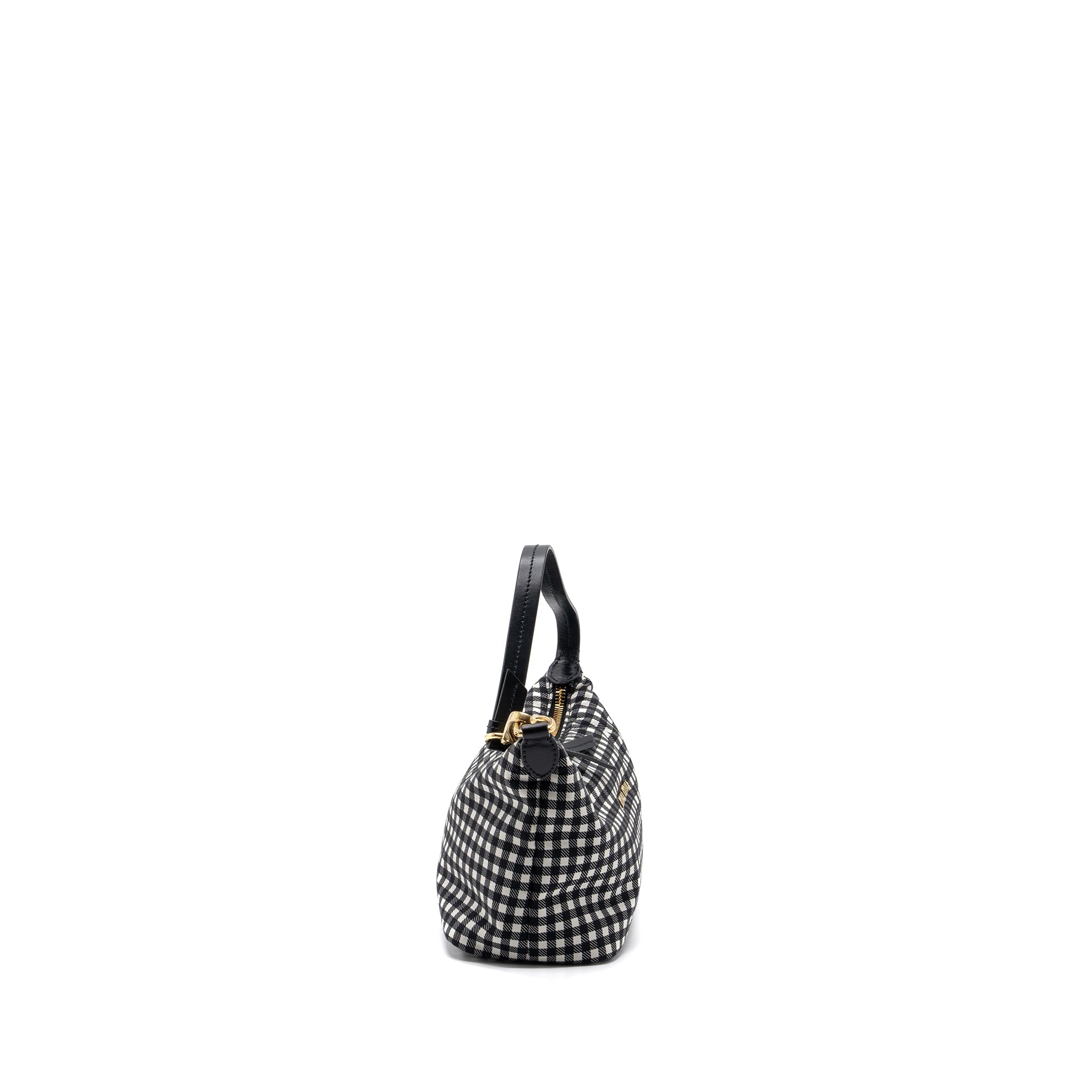 MIU MIU SPIRIT PRINTED FAILLE MINI-BAG NYLON BLACK / WHITE GHW