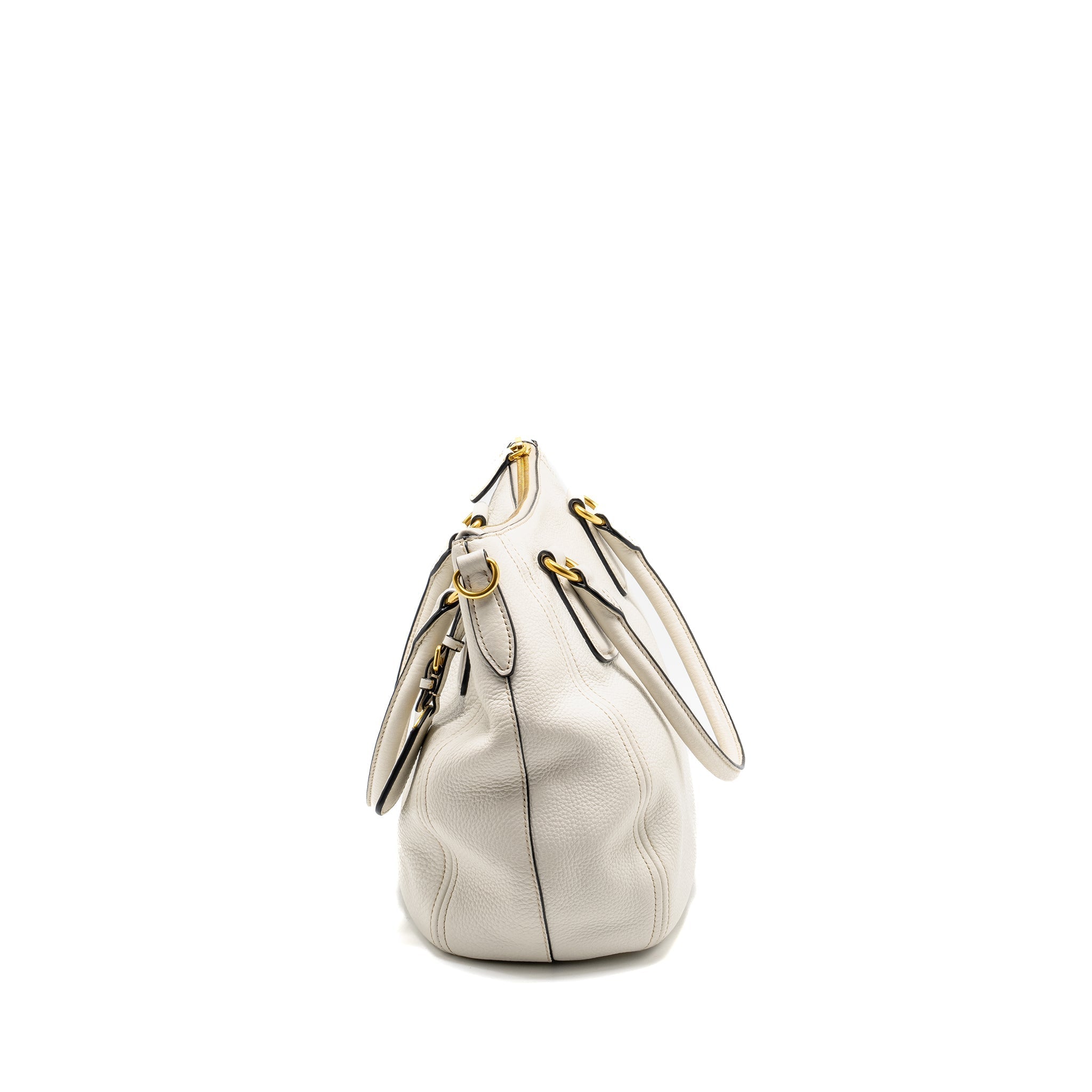 PRADA VITELLO DAINO BAG LEATHER WHITE GHW
