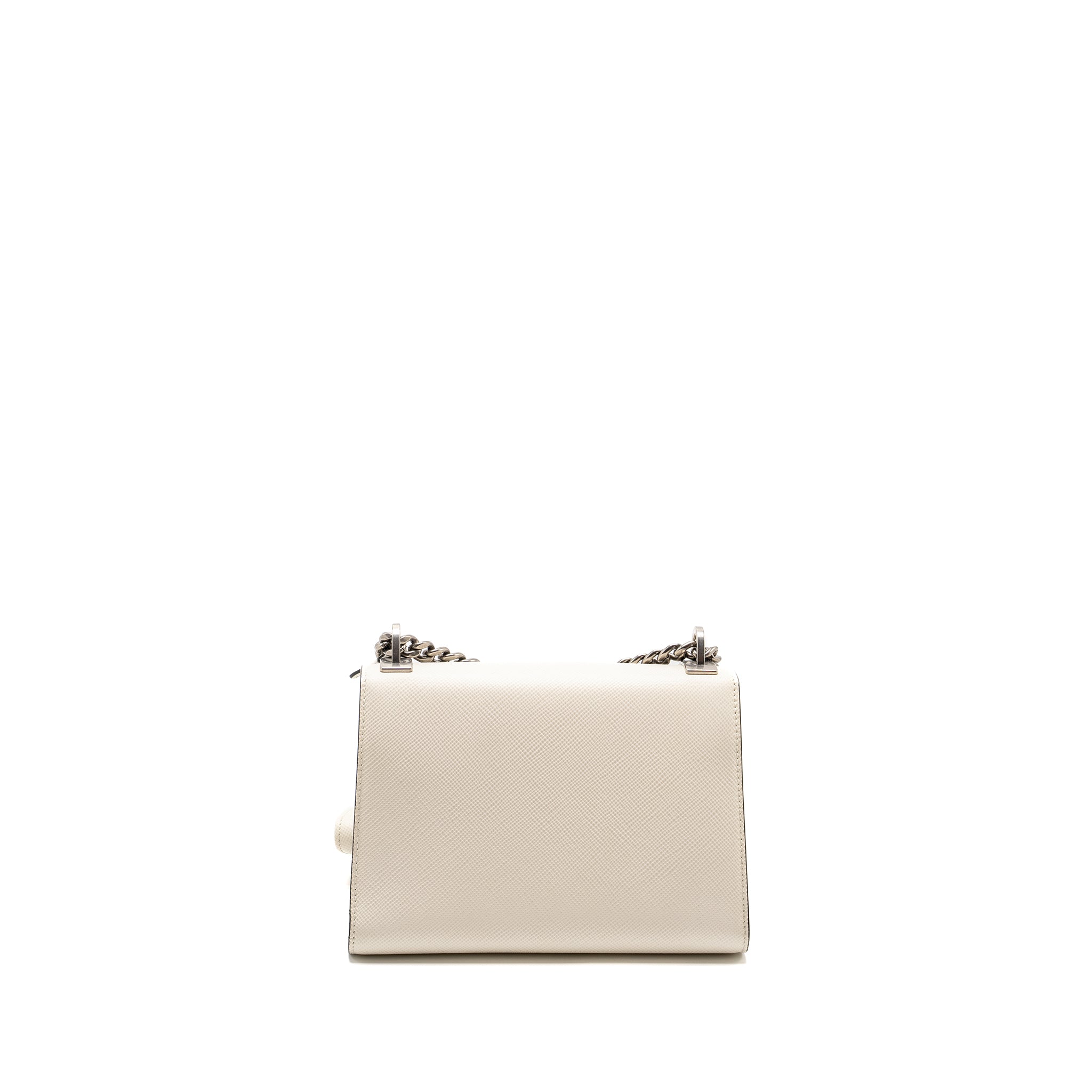 PRADA SAFFIANO ROBOT MONOCHROM CROSSBODY BAG WHITE SHW