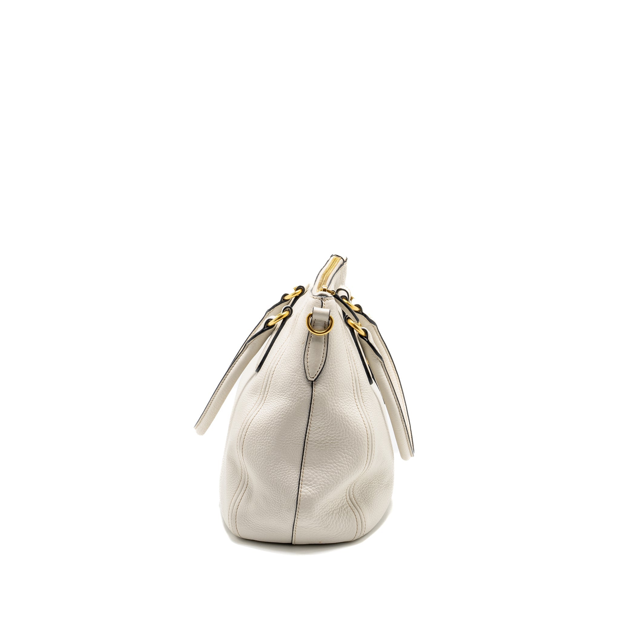 PRADA VITELLO DAINO BAG LEATHER WHITE GHW