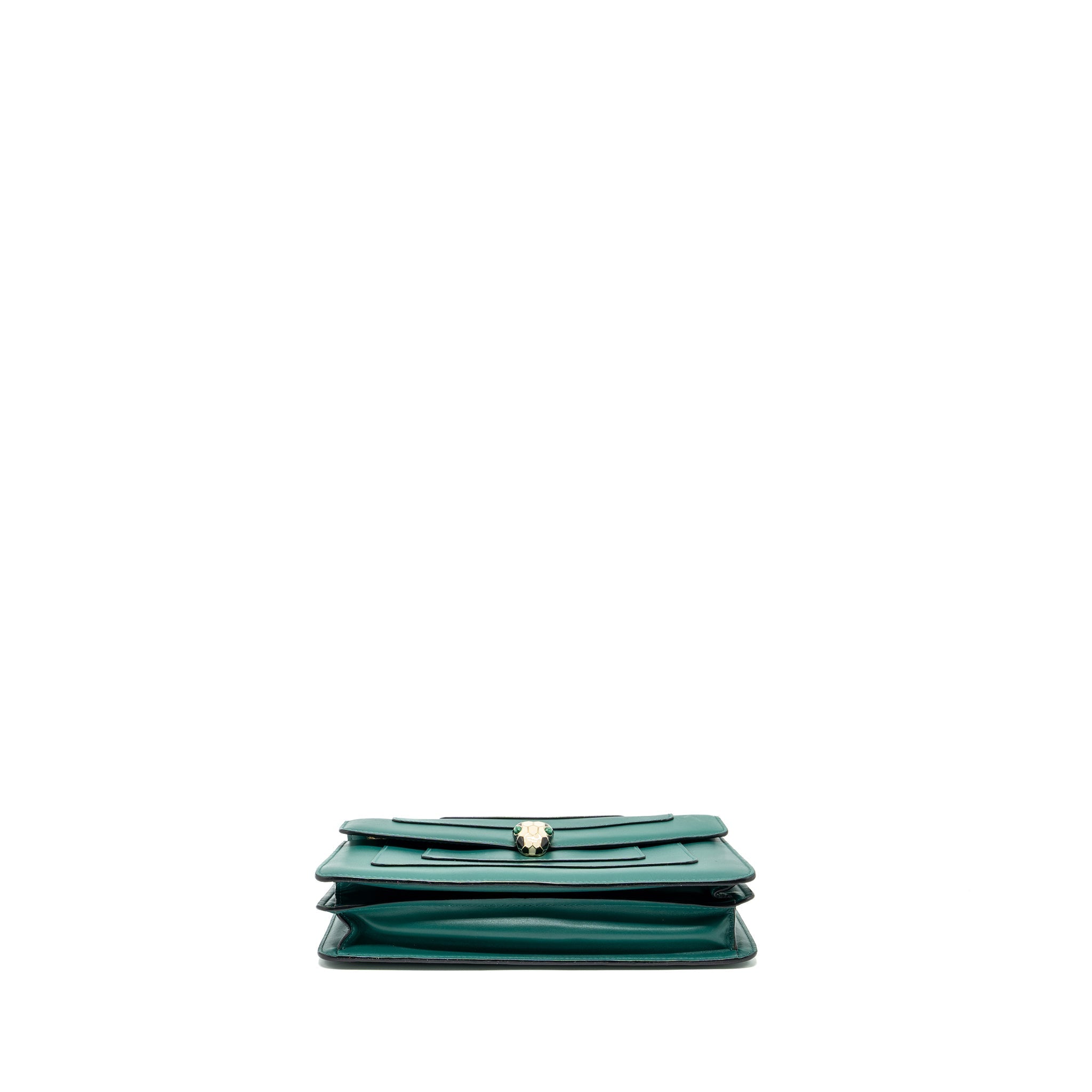 BVLGARI SERPENTI FOREVER FLAP BAG CALFSKIN GREEN GHW