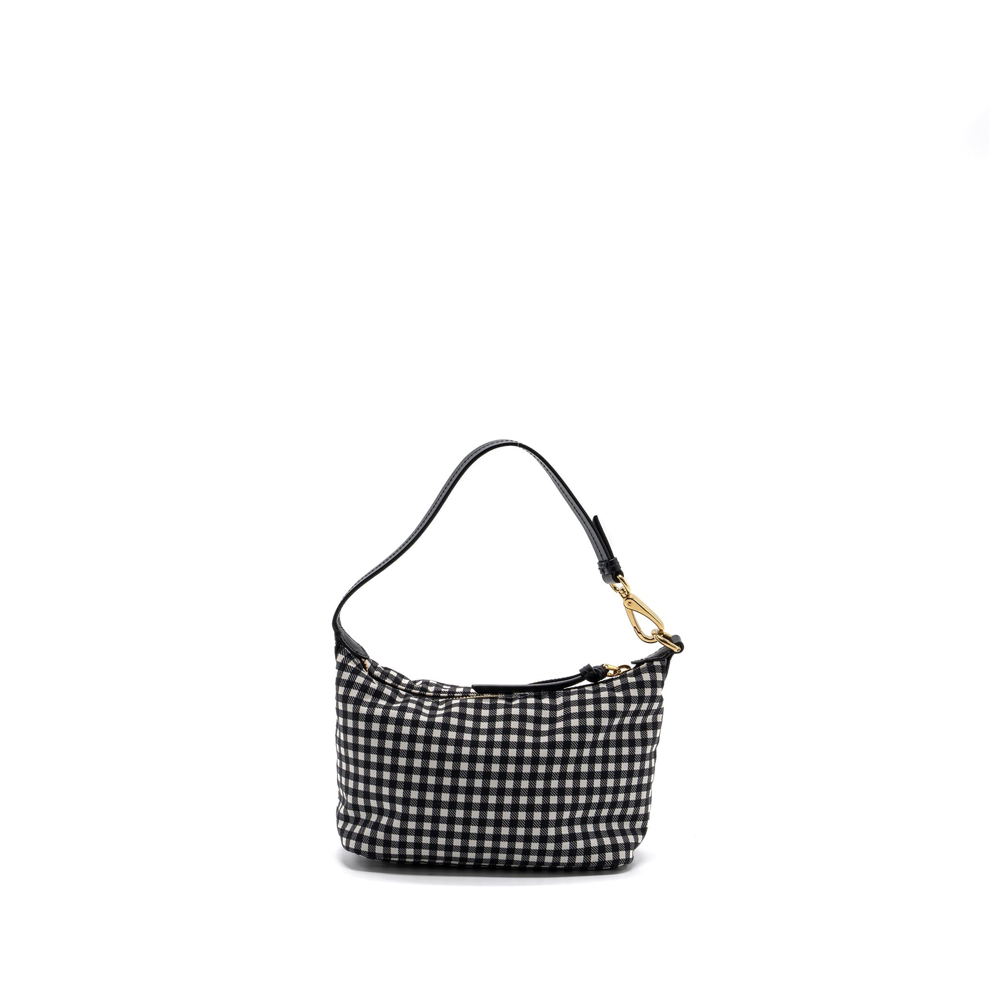MIU MIU SPIRIT PRINTED FAILLE MINI-BAG NYLON BLACK / WHITE GHW