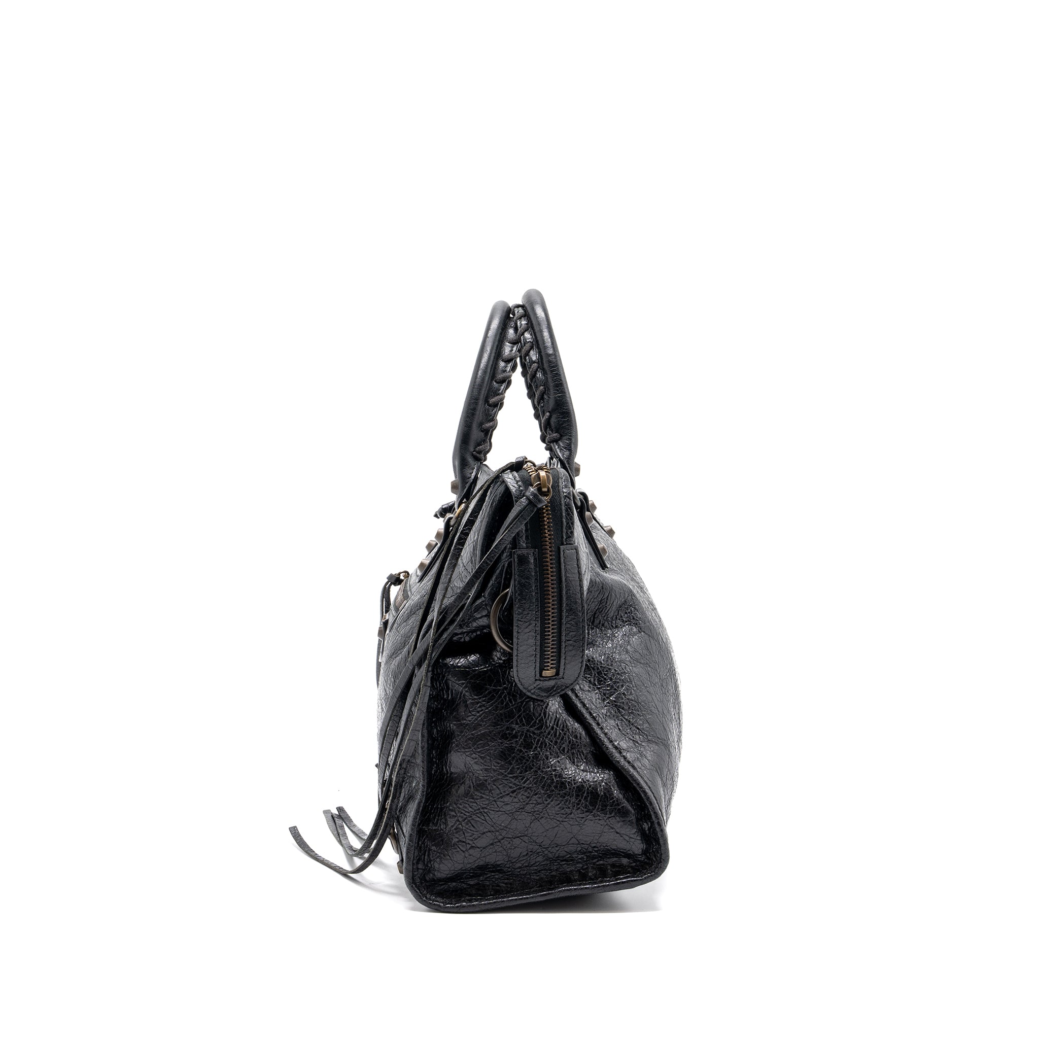 BALENCIAGA CLASSIC CITY BAG LEATHER BLACK RUTHENIUM GOLD HARDWARE