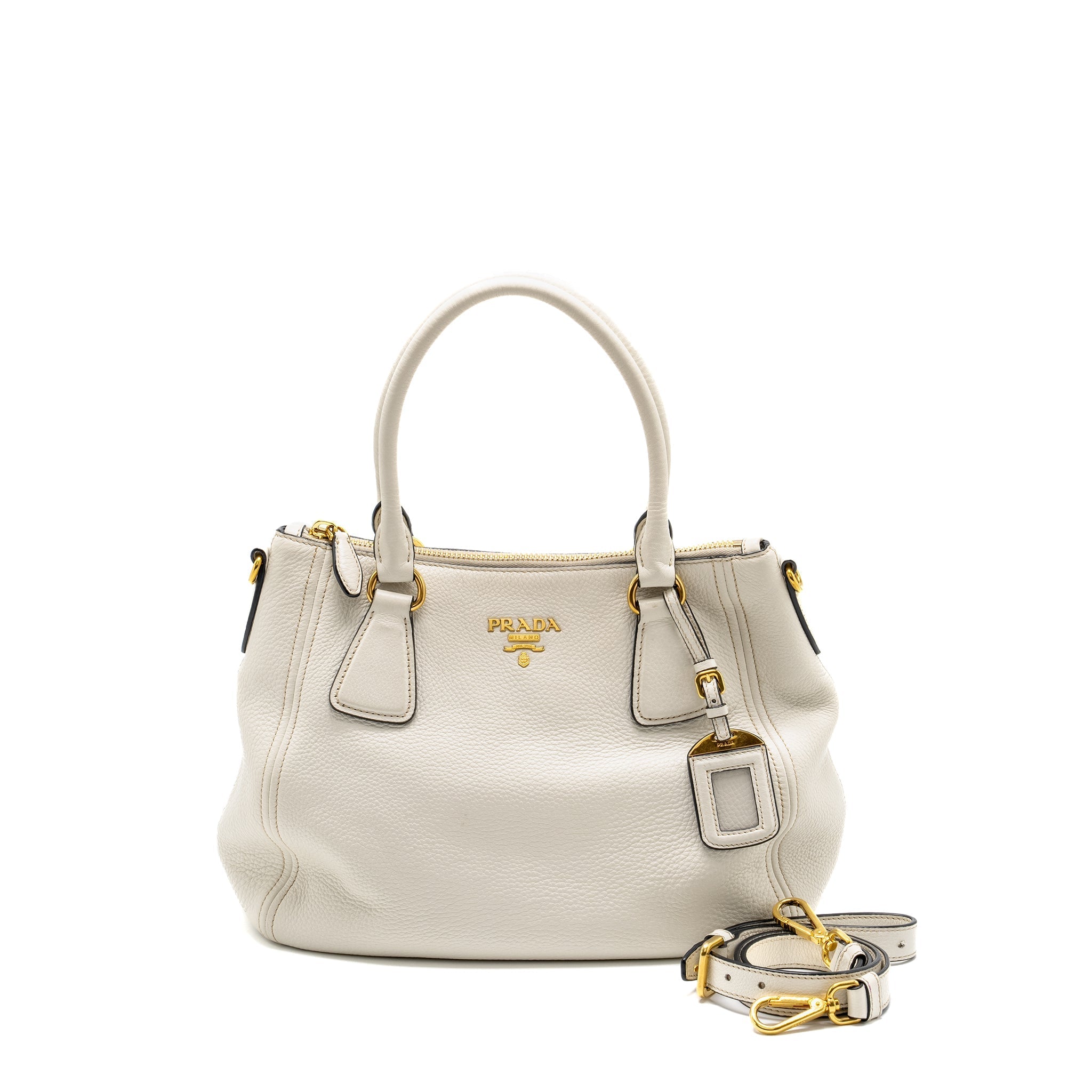 PRADA VITELLO DAINO BAG LEATHER WHITE GHW