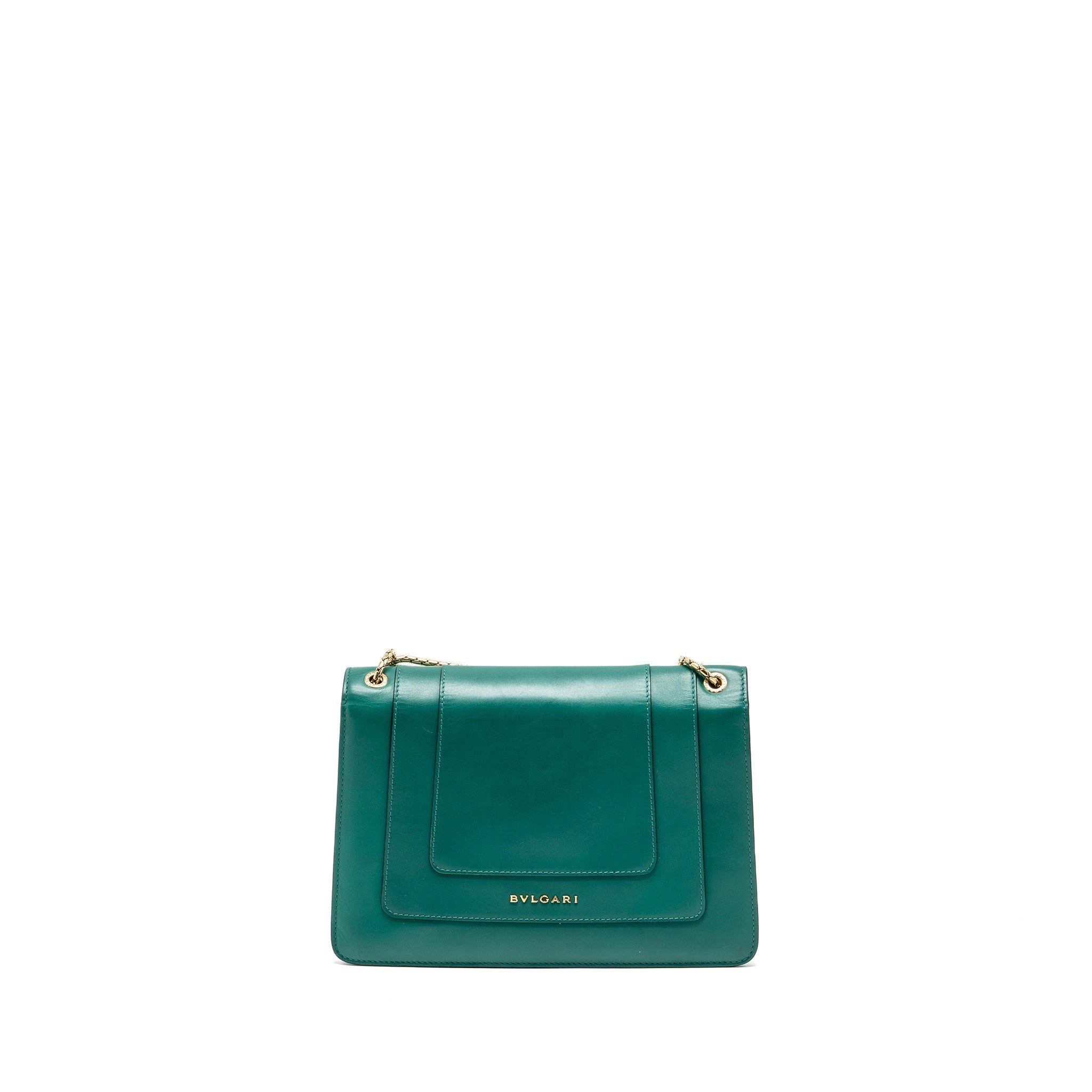 BVLGARI SERPENTI FOREVER FLAP BAG CALFSKIN GREEN GHW