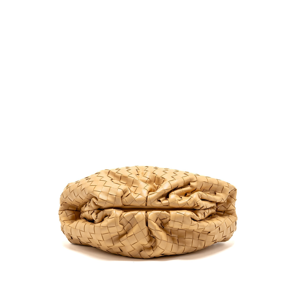 BOTTEGA VENETA POUCH INTRECCIATO LEATHER BEIGE GHW