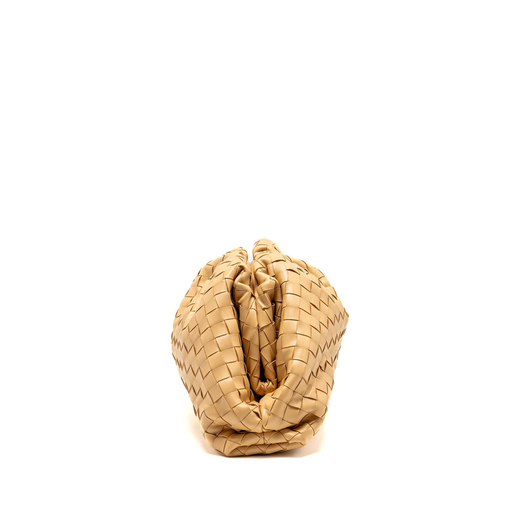 BOTTEGA VENETA POUCH INTRECCIATO LEATHER BEIGE GHW