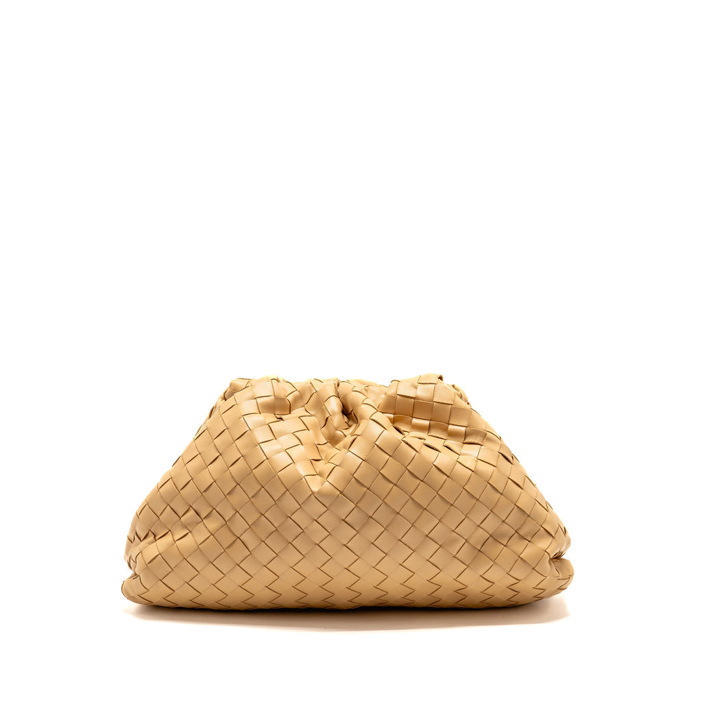 BOTTEGA VENETA POUCH INTRECCIATO LEATHER BEIGE GHW