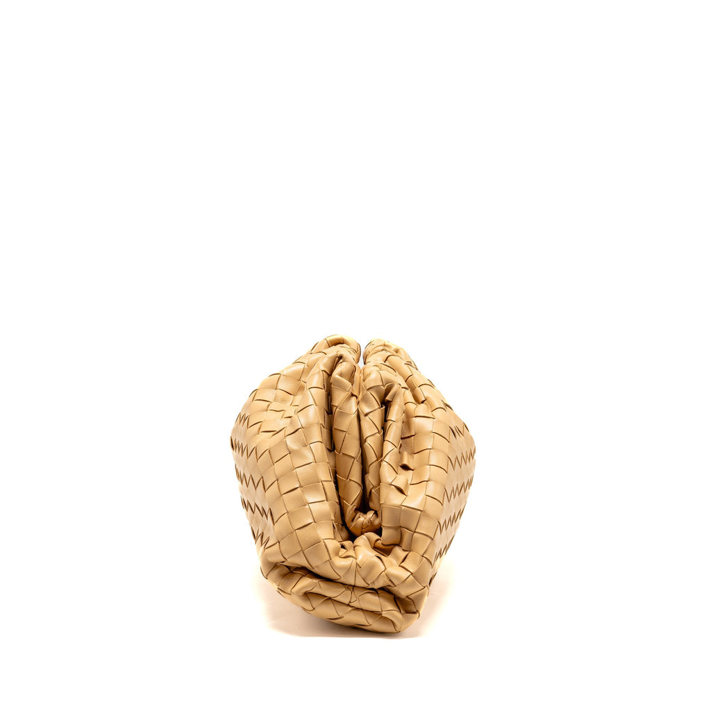BOTTEGA VENETA POUCH INTRECCIATO LEATHER BEIGE GHW