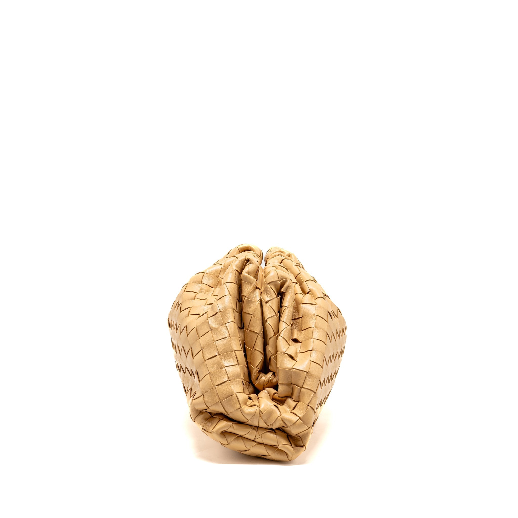 BOTTEGA VENETA POUCH INTRECCIATO LEATHER BEIGE GHW