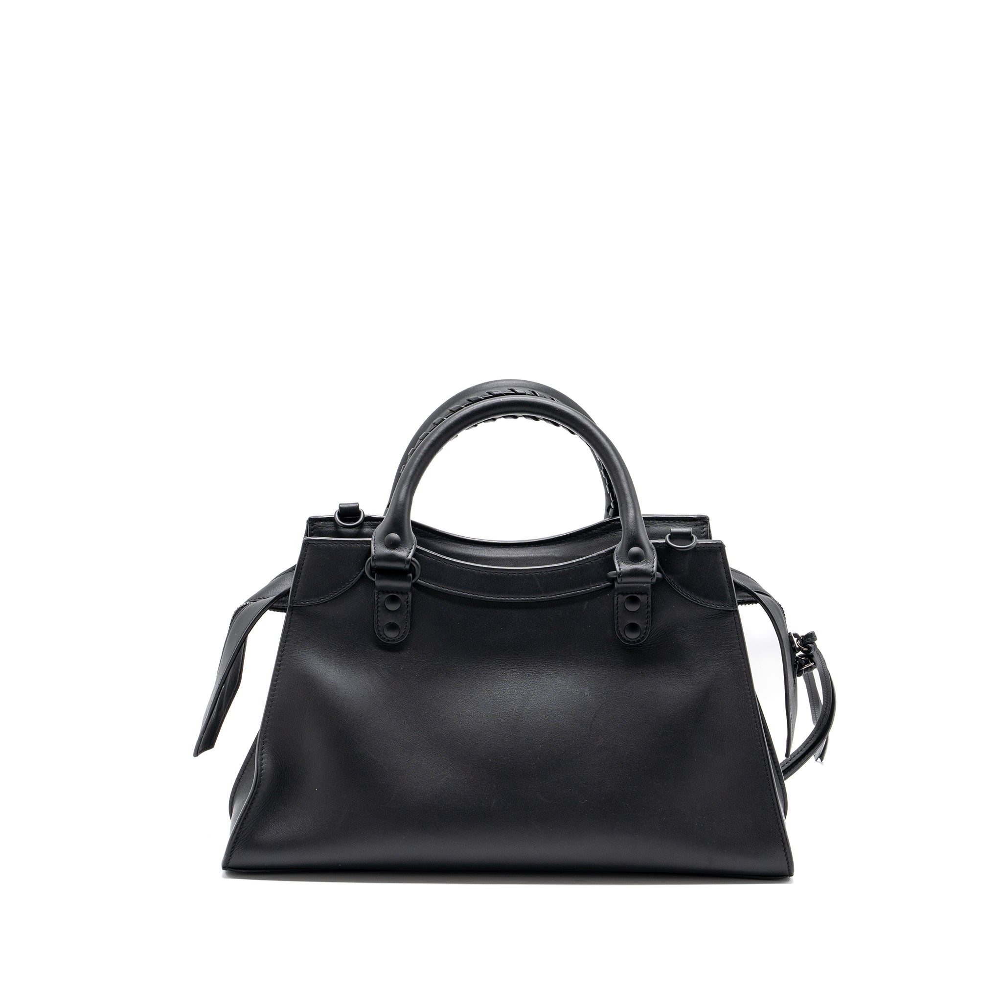 BALENCIAGA NEO CLASSIC SMALL HANDBAG CALFSKIN BLACK BLACK/RUTHENIUM HARDWARE