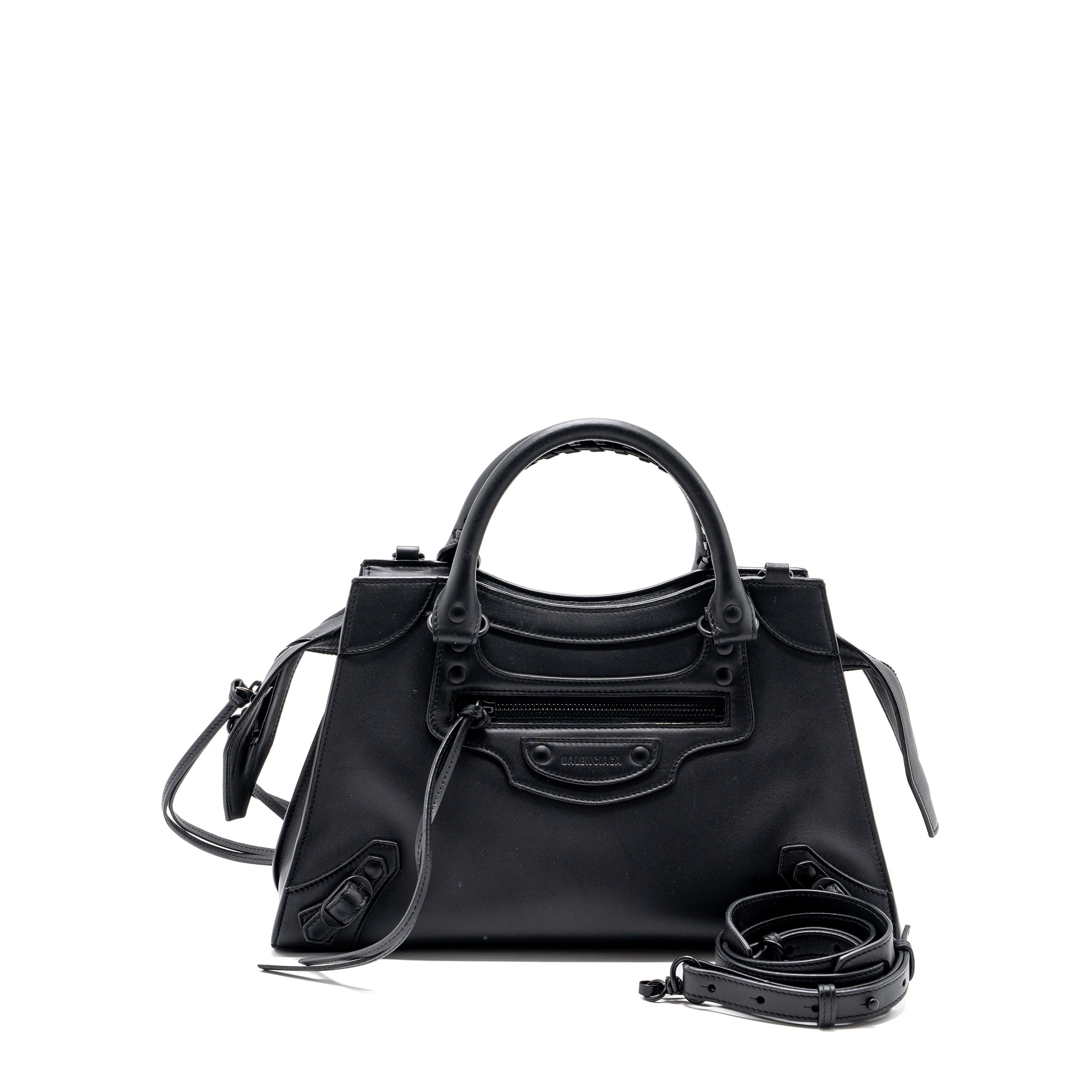 BALENCIAGA NEO CLASSIC SMALL HANDBAG CALFSKIN BLACK BLACK/RUTHENIUM HARDWARE