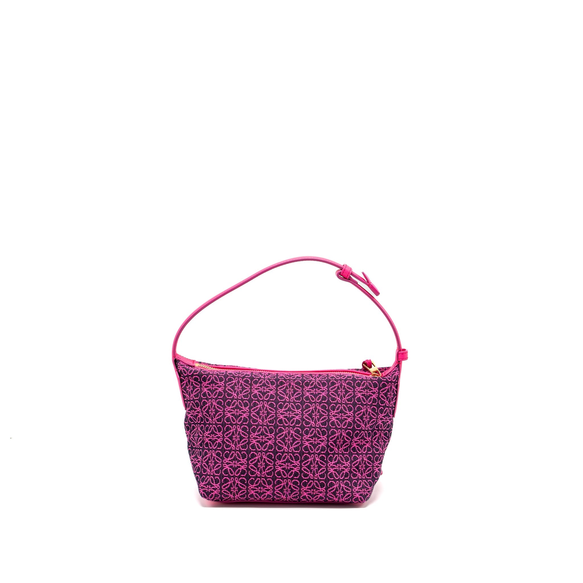 LOEWE SMALL CUBI BAG ANAGRAM JACQUARD/CALFSKIN PINK/ BLACK GHW