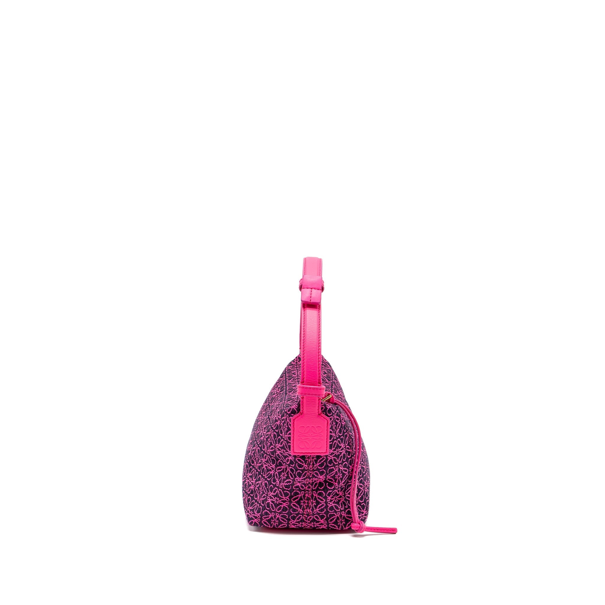 LOEWE SMALL CUBI BAG ANAGRAM JACQUARD/CALFSKIN PINK/ BLACK GHW