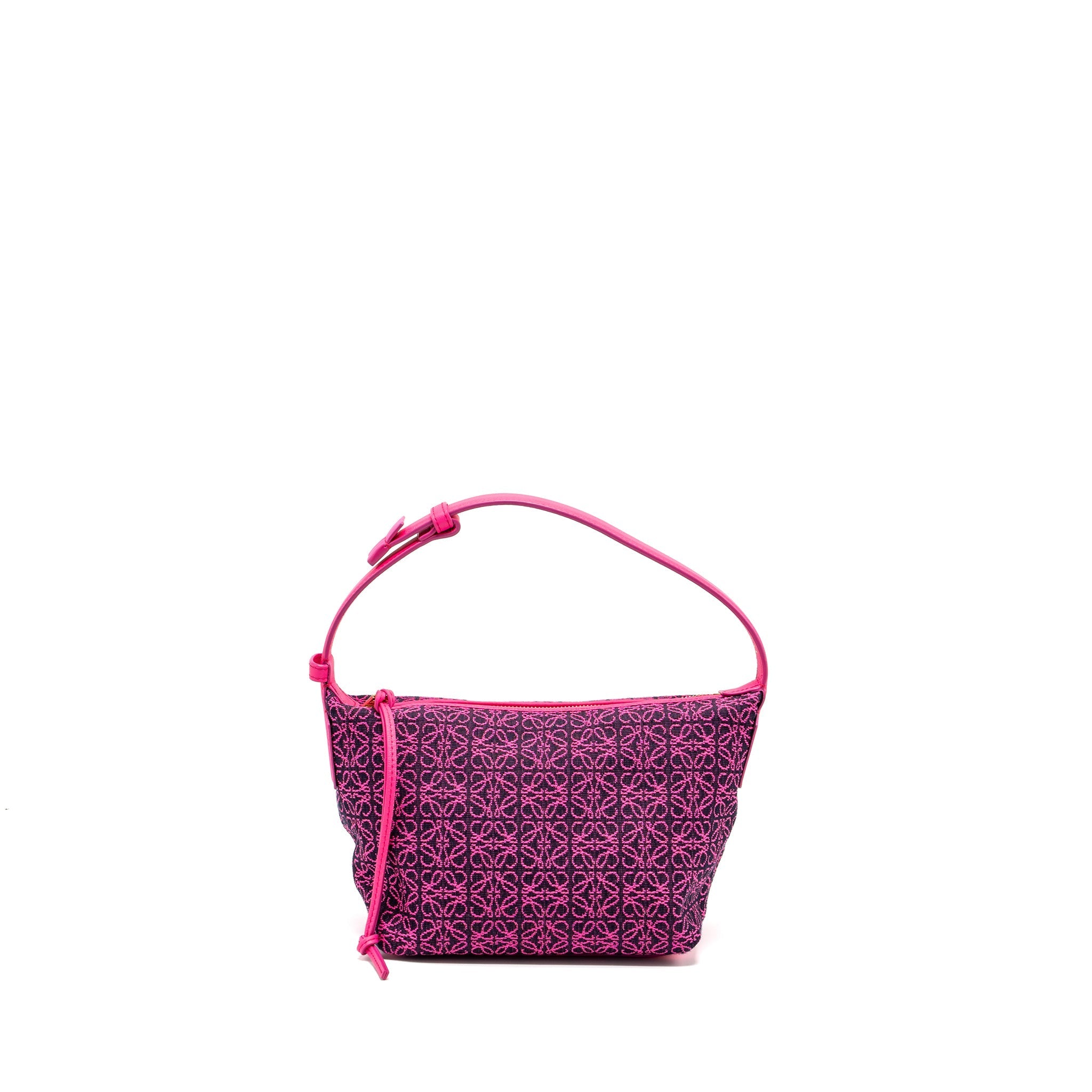 LOEWE SMALL CUBI BAG ANAGRAM JACQUARD/CALFSKIN PINK/ BLACK GHW