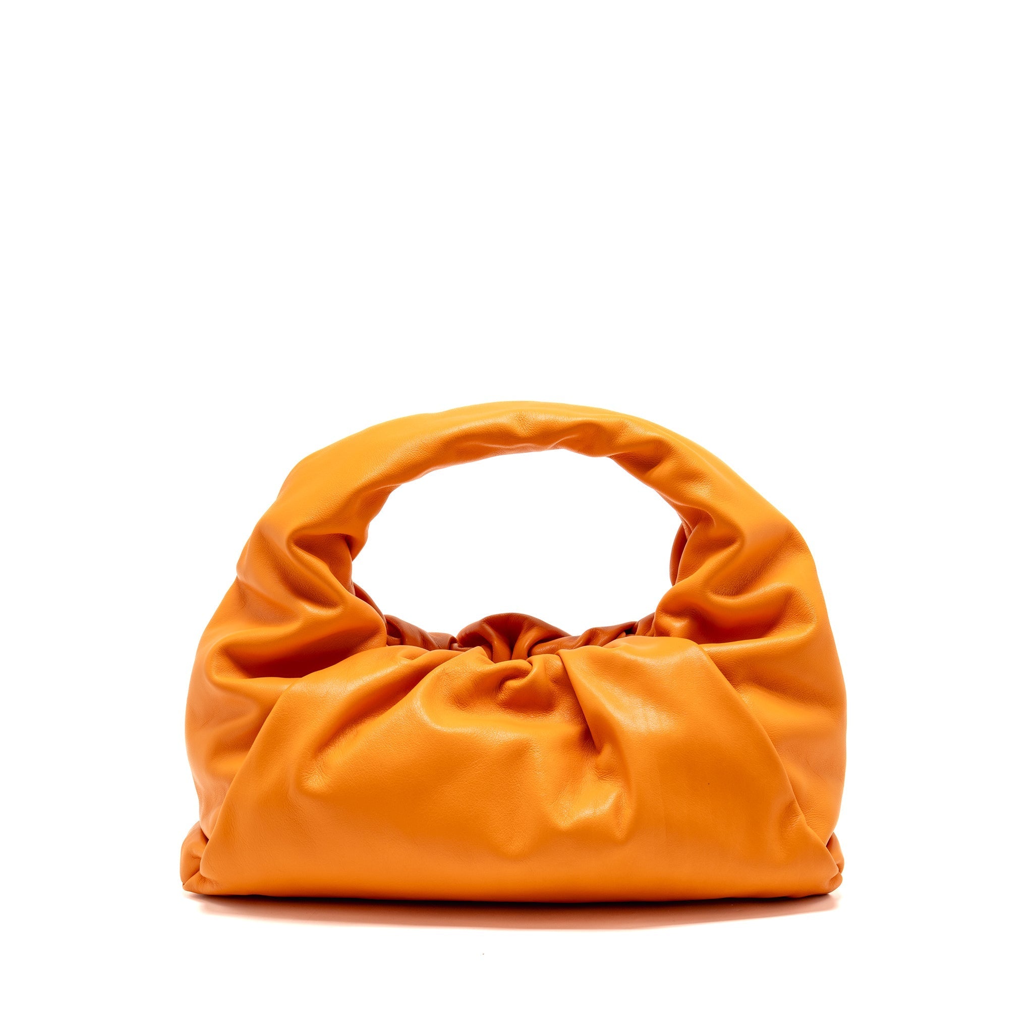 BOTTEGA VENETA SHOULDER POUCH CALFSKIN ORANGE GHW
