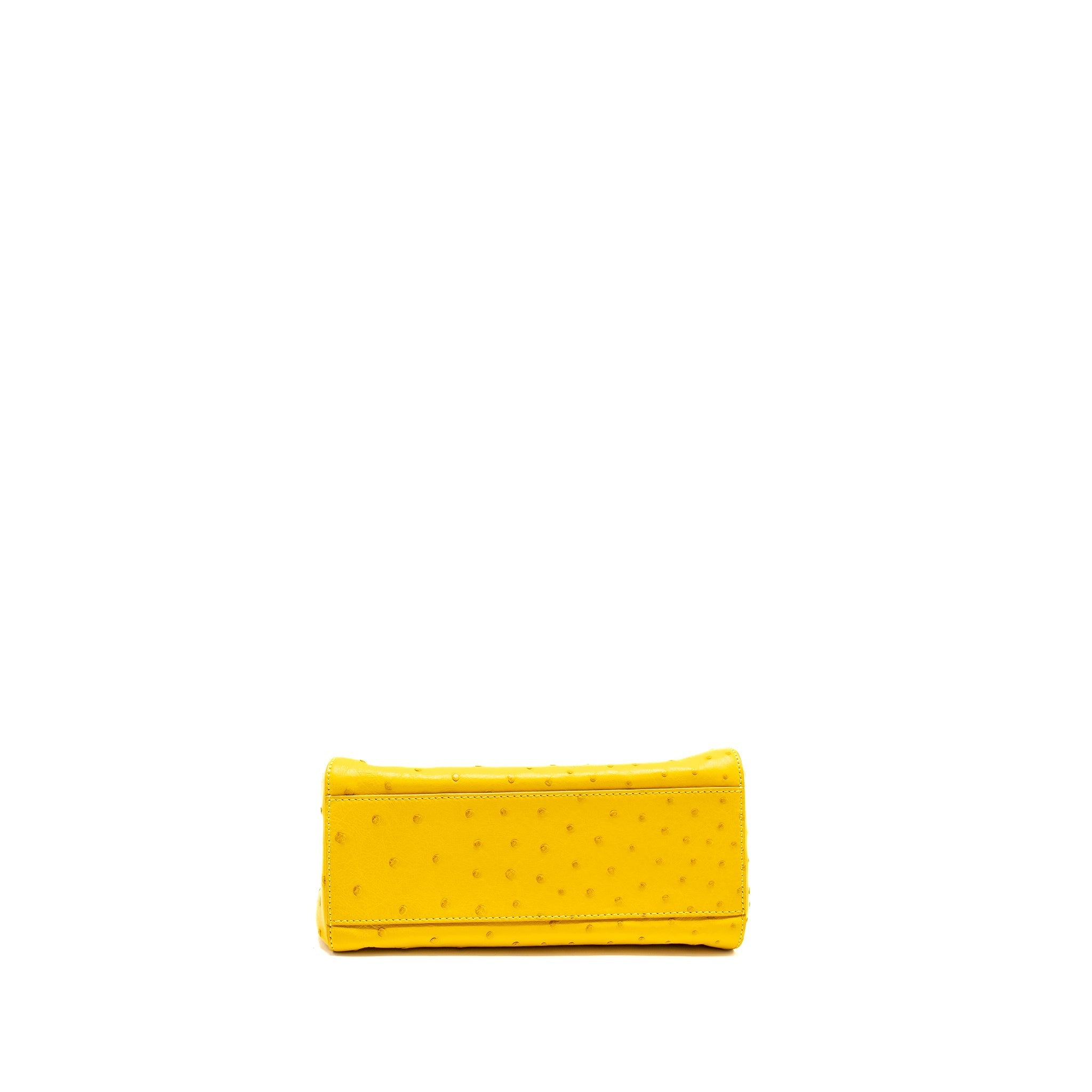FENDI MINI PEEKABOO OSTRICH/CRYSTAL YELLOW/WHITE GHW