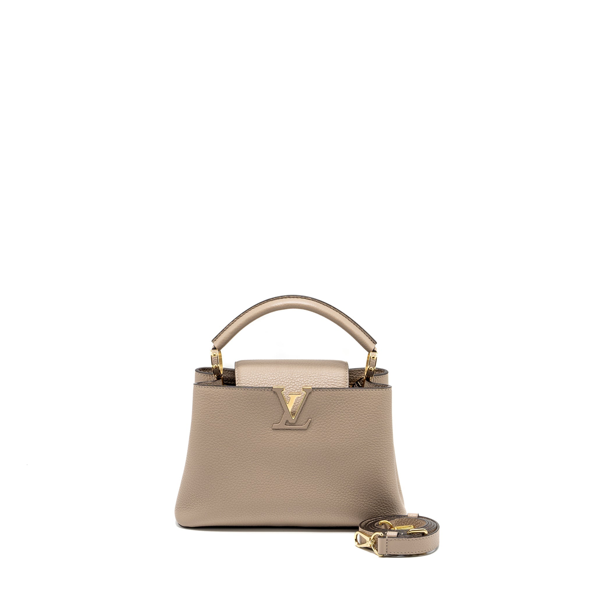 LOUIS VUITTON CAPUCINES BB TAURILLON GALET GHW