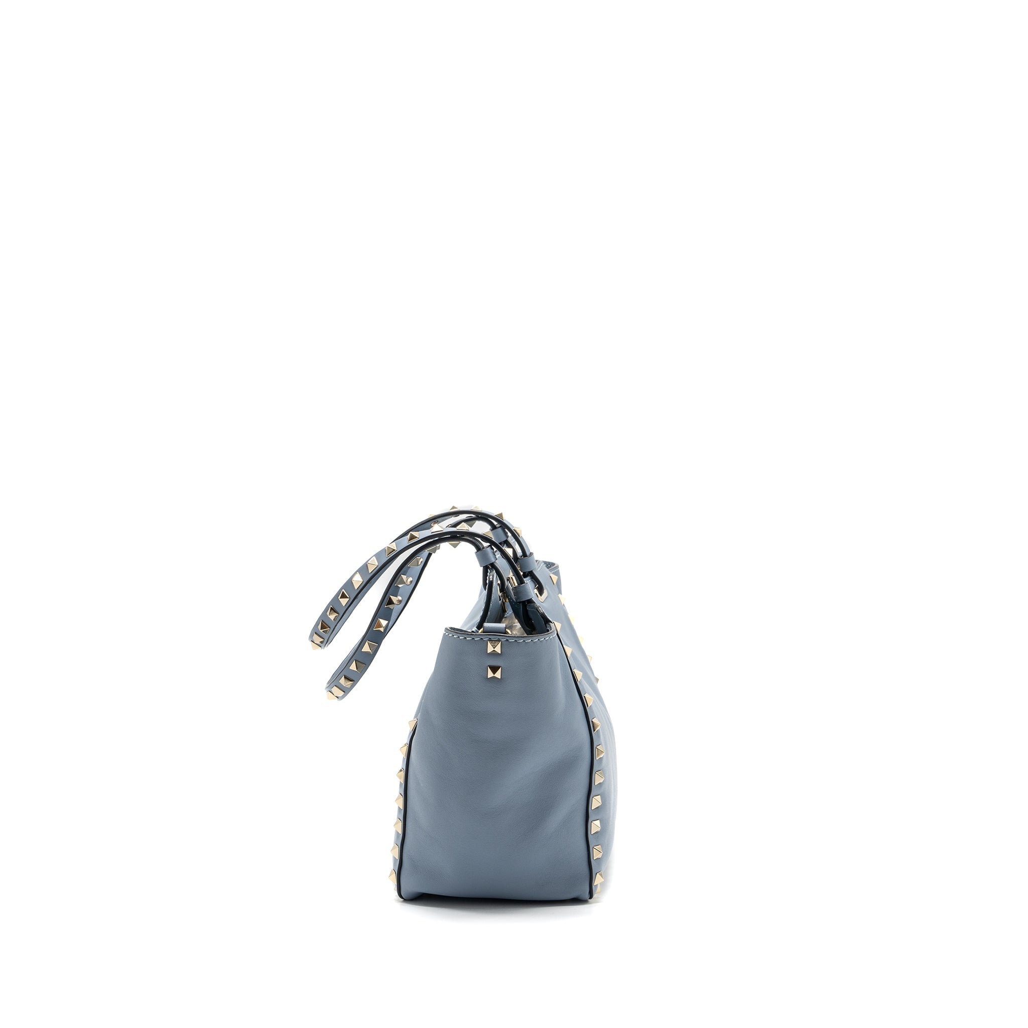 VALENTINO SMALL GRAINY ROCKSTUD BAG LAMBSKIN LIGHT BLUE LGHW