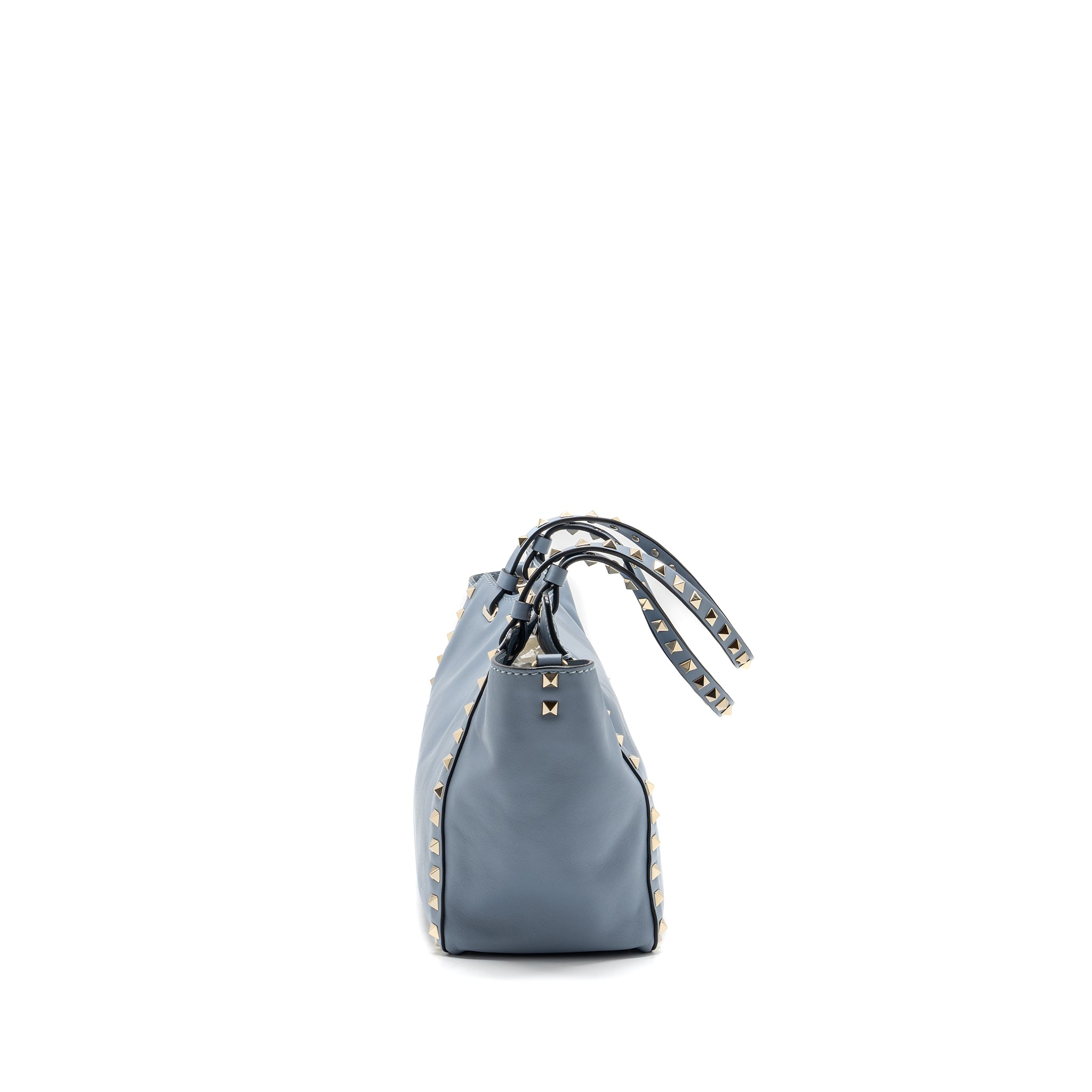 VALENTINO SMALL GRAINY ROCKSTUD BAG LAMBSKIN LIGHT BLUE LGHW