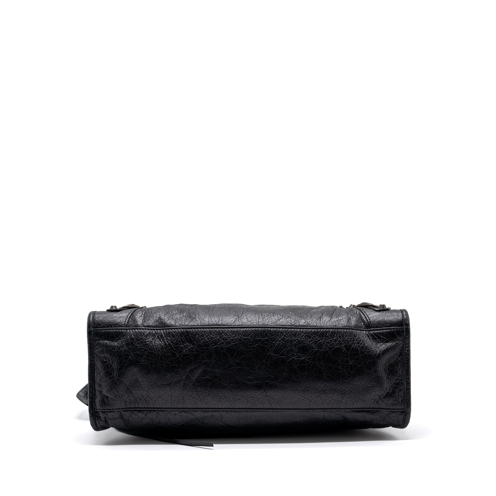 BALENCIAGA CLASSIC CITY BAG LEATHER BLACK RUTHENIUM SILVER HARDWARE