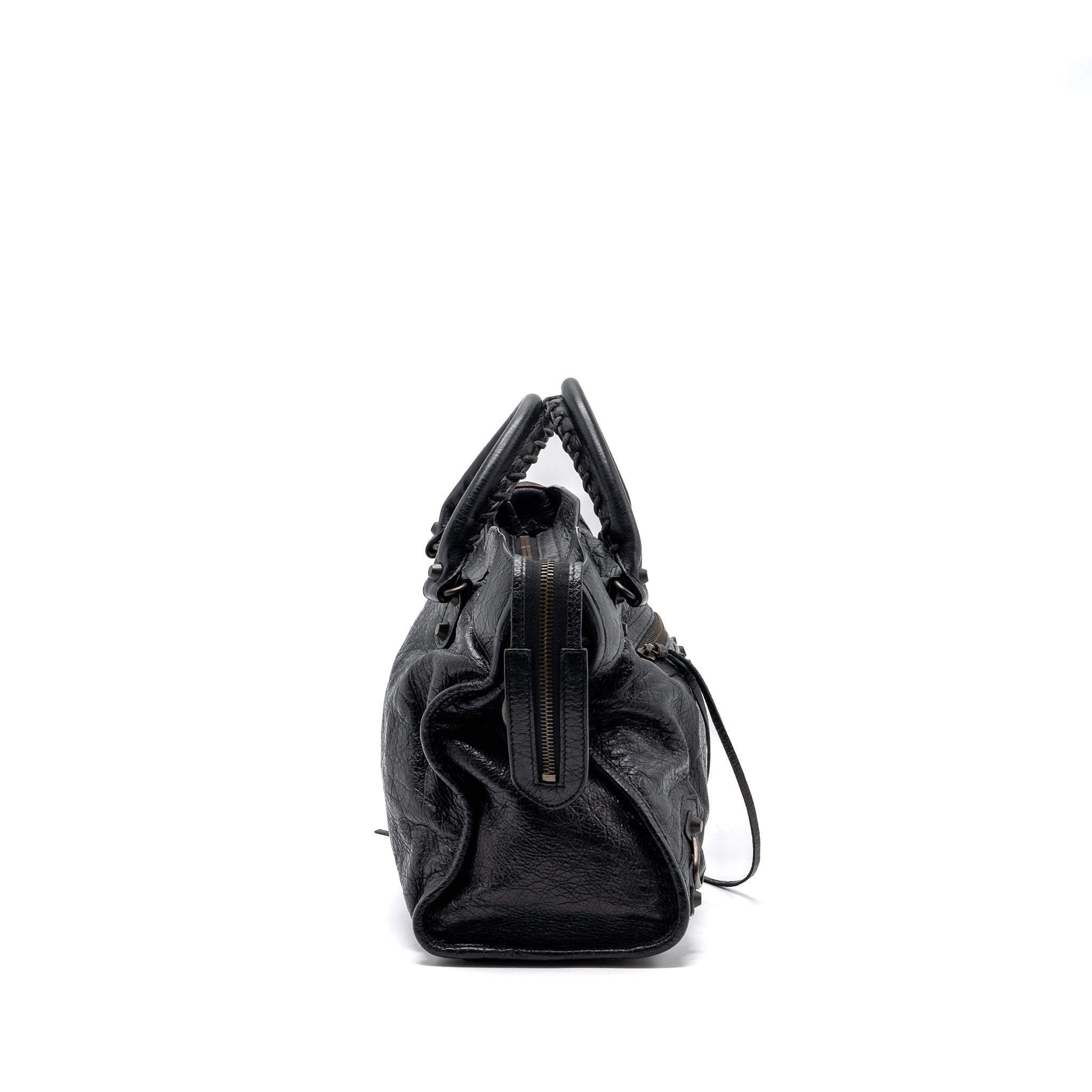 BALENCIAGA CLASSIC CITY BAG LEATHER BLACK RUTHENIUM SILVER HARDWARE