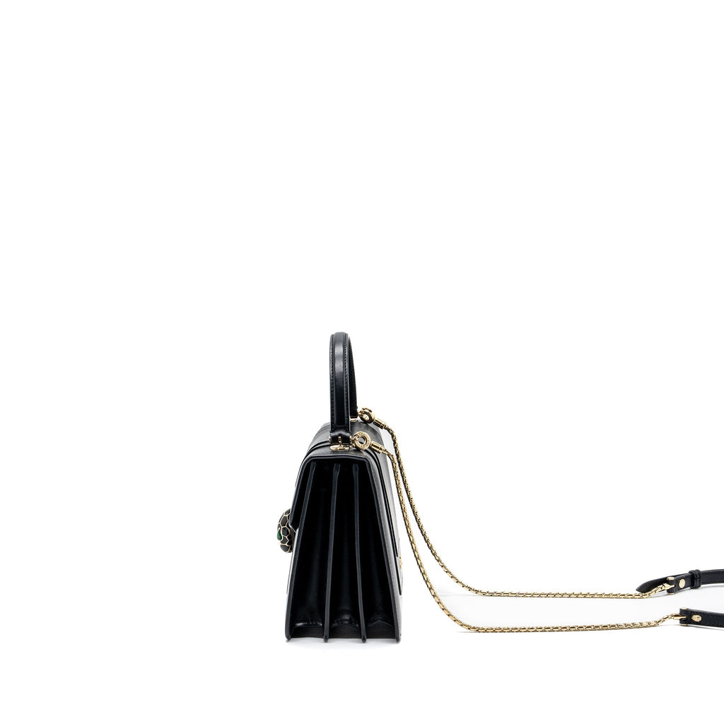 BVLGARI SERPENTI FOREVER TOP HANDLE CROSSBODY BAG LEATHER BLACK LGHW