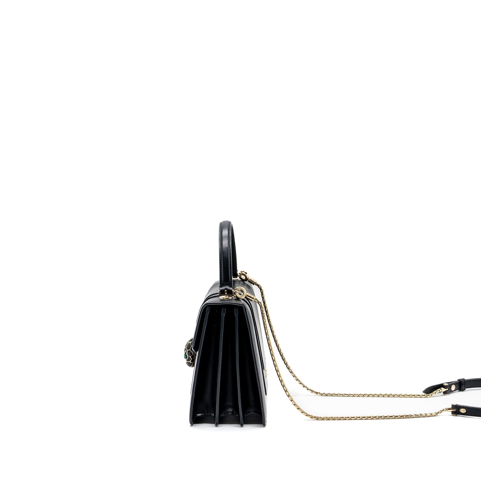 BVLGARI SERPENTI FOREVER TOP HANDLE CROSSBODY BAG LEATHER BLACK LGHW