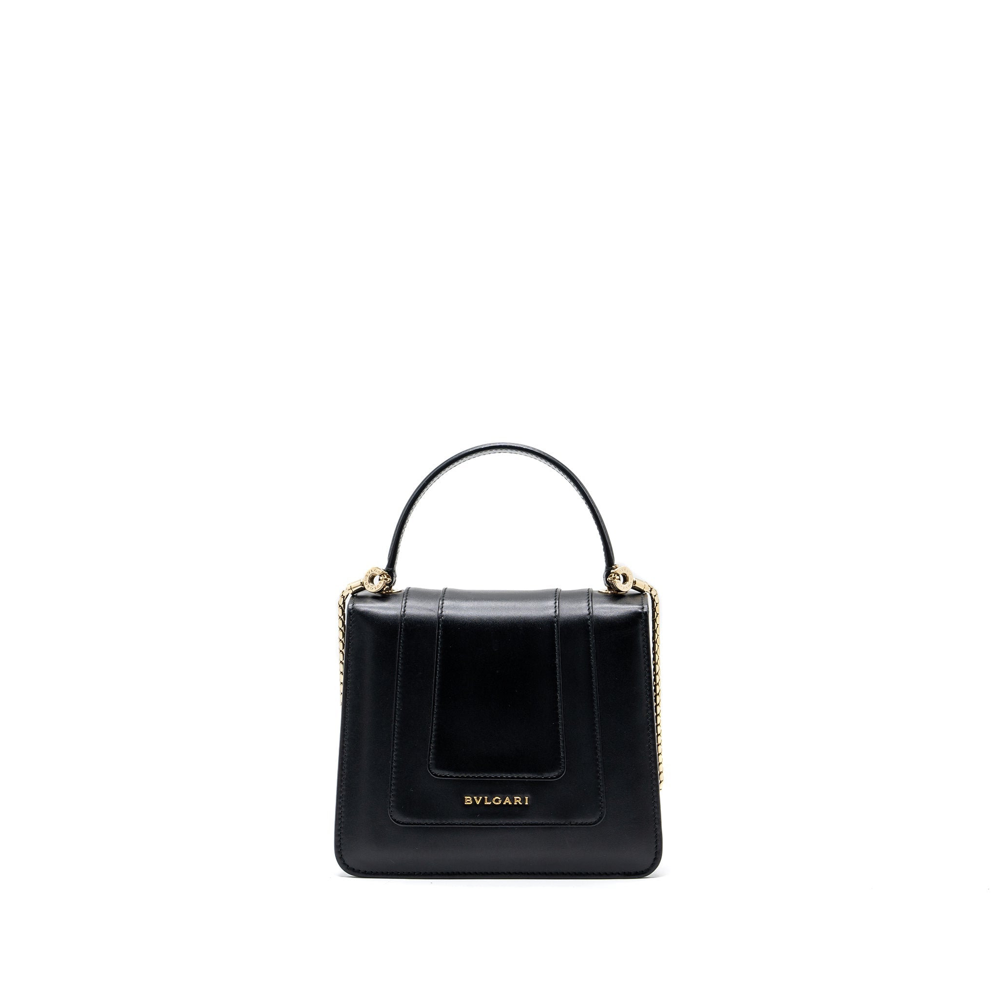 BVLGARI SERPENTI FOREVER TOP HANDLE CROSSBODY BAG LEATHER BLACK LGHW