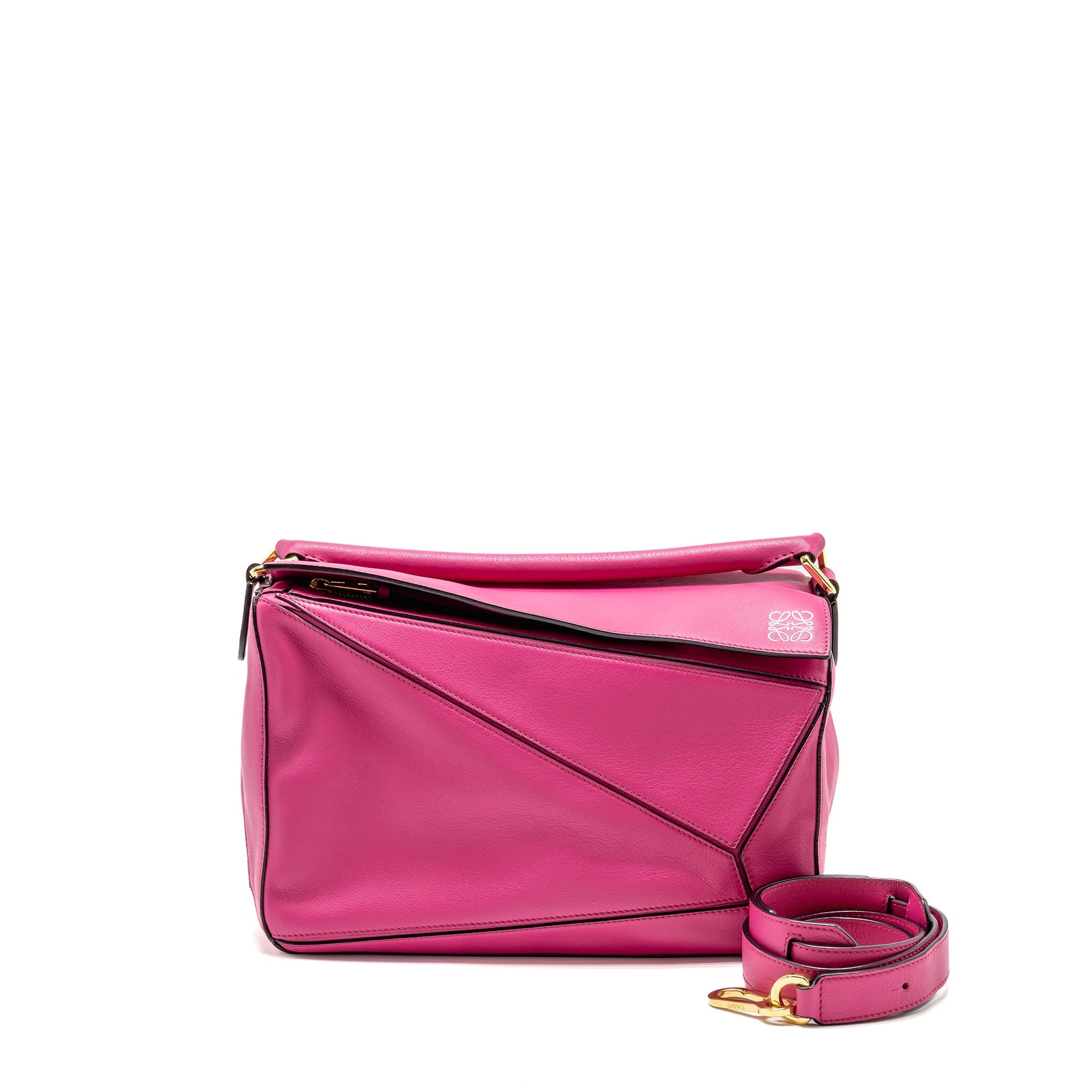 LOEWE MEDIUM PUZZLE BAG CALFSKIN FUCHSIA GHW