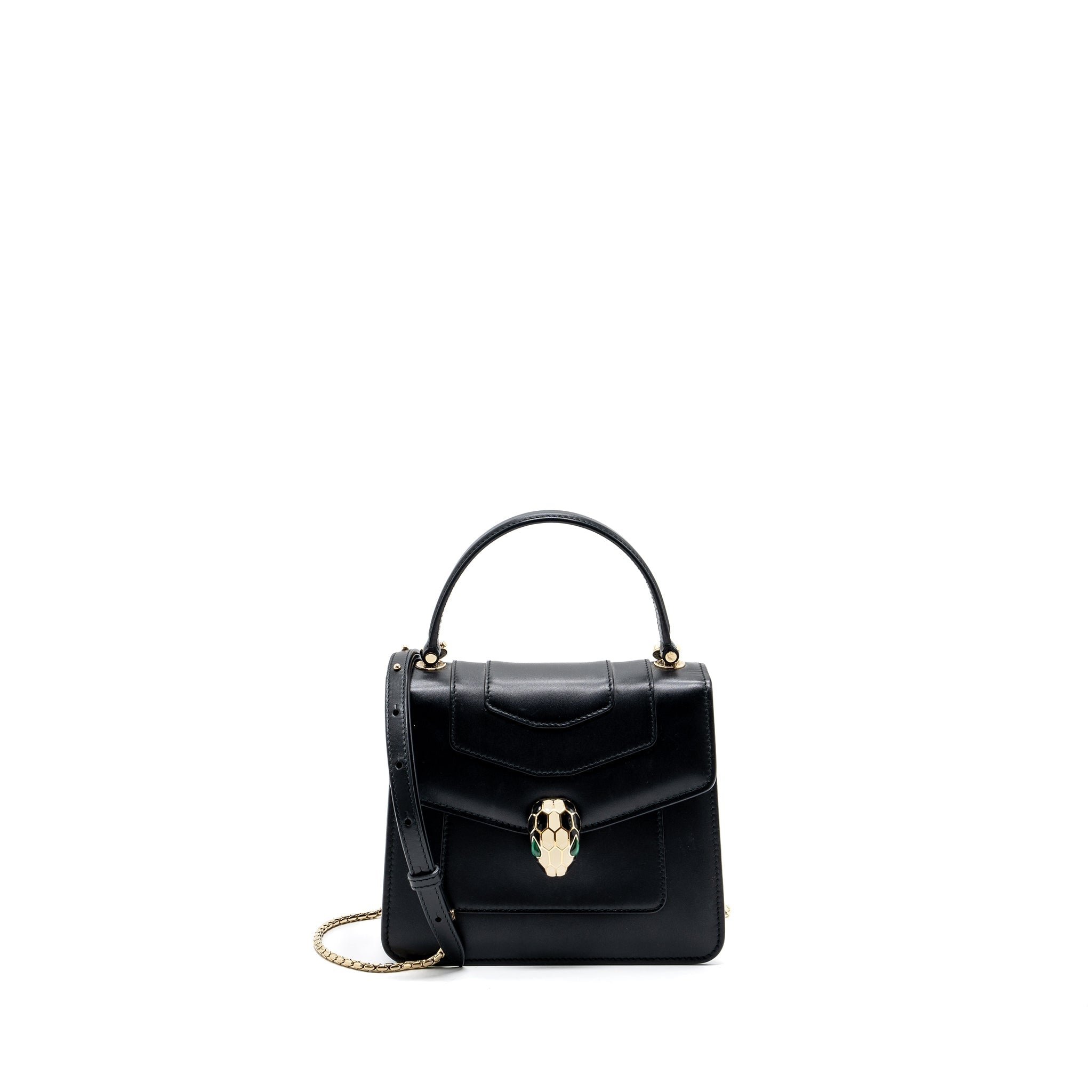 BVLGARI SERPENTI FOREVER TOP HANDLE CROSSBODY BAG LEATHER BLACK LGHW