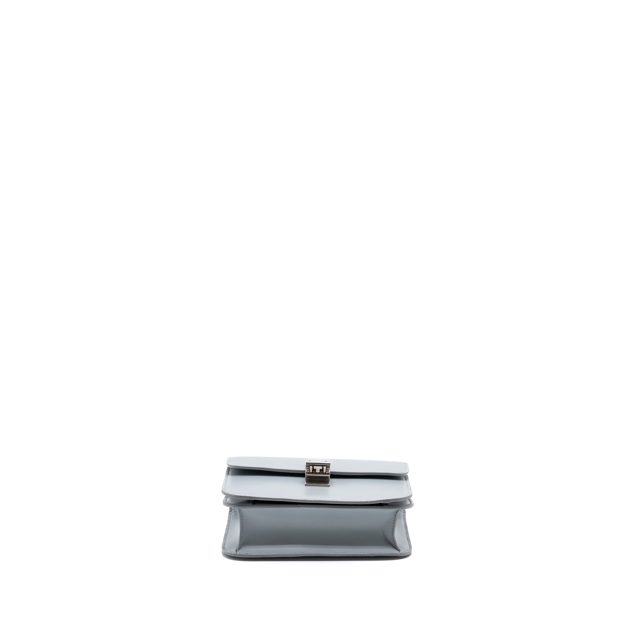 CELINE TEEN CLASSIC BAG BOX CALFSKIN LIGHT GREY SHW