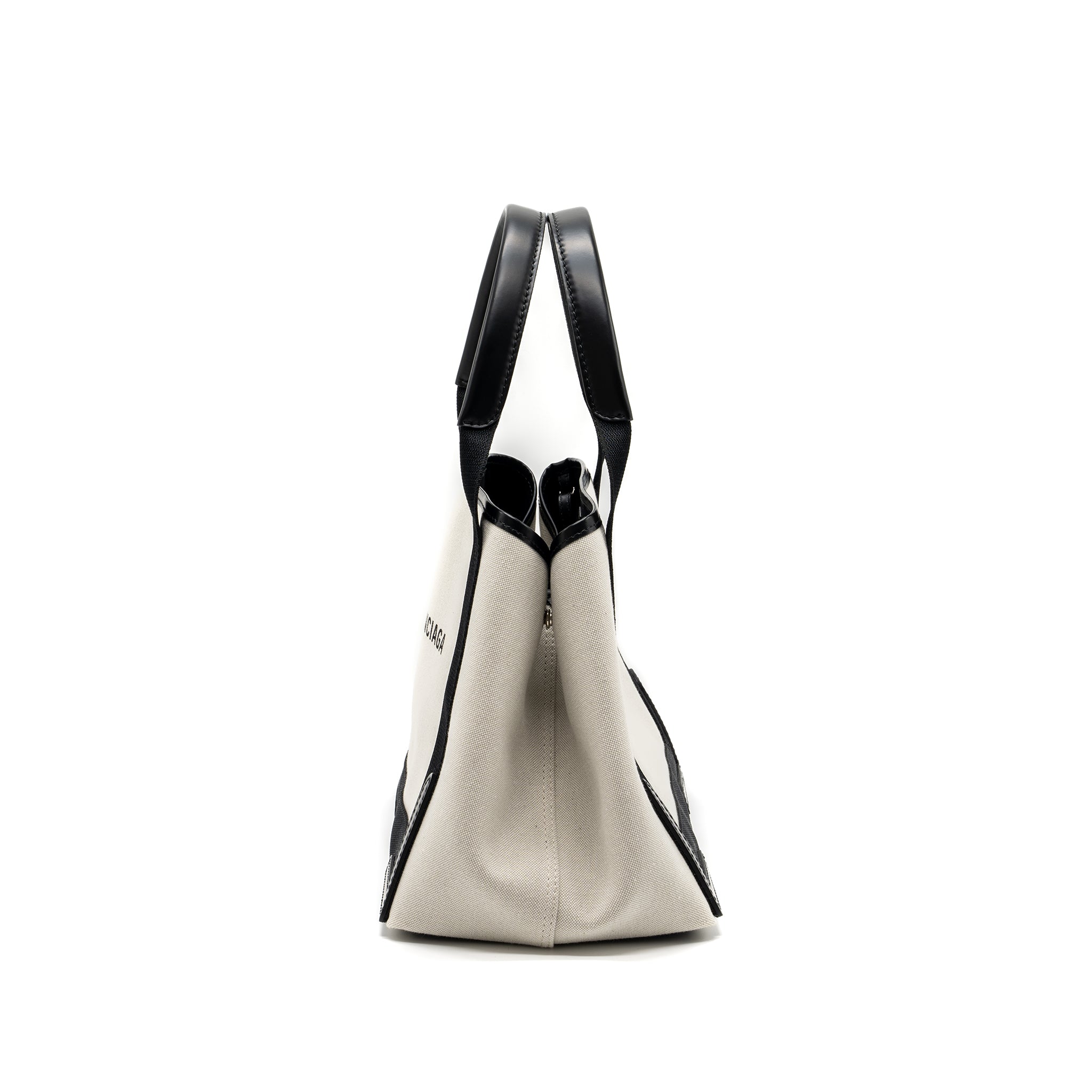 BALENCIAGA CABAS TOTE BAG CANVAS/CALFSKIN BEIGE/BLACK SHW