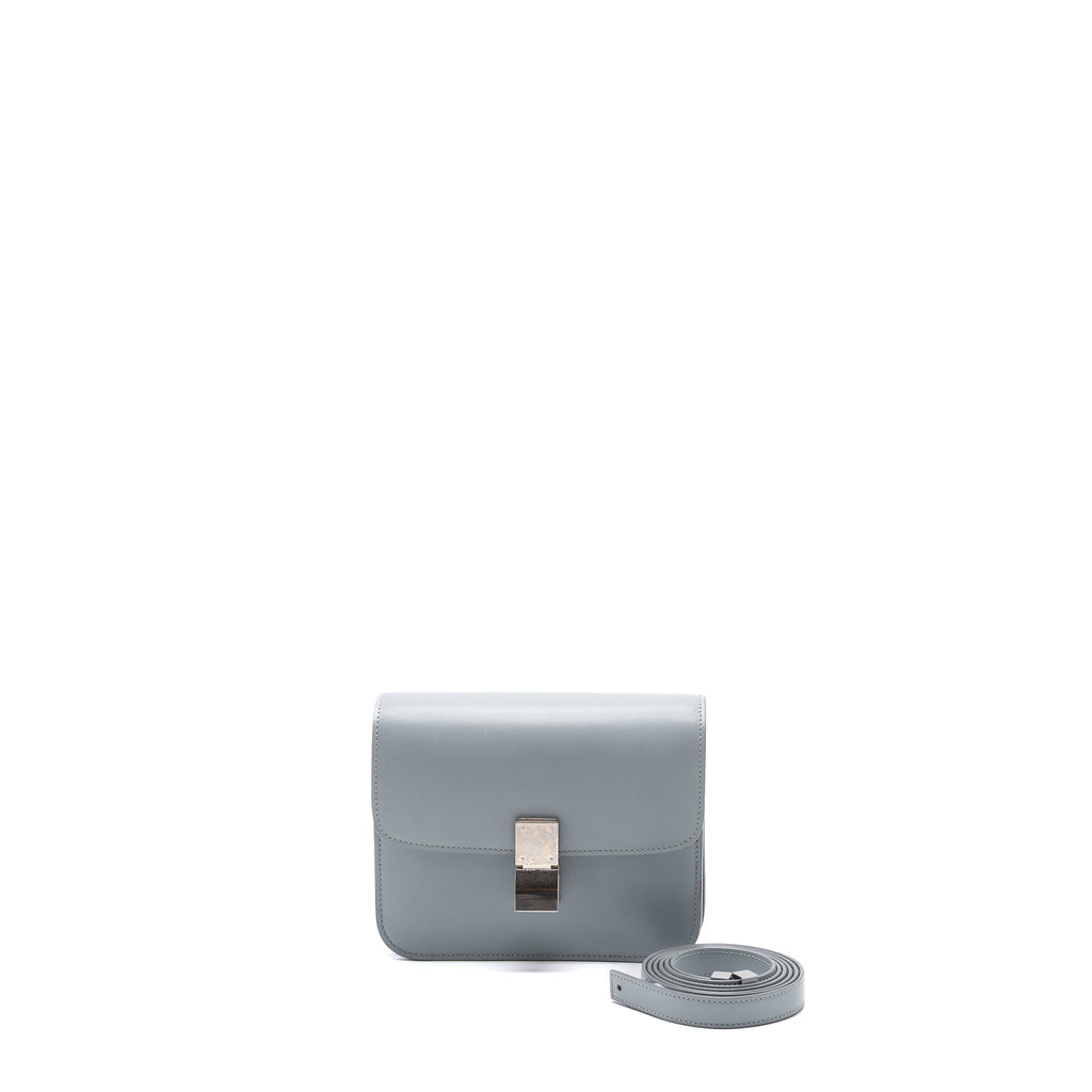 CELINE TEEN CLASSIC BAG BOX CALFSKIN LIGHT GREY SHW