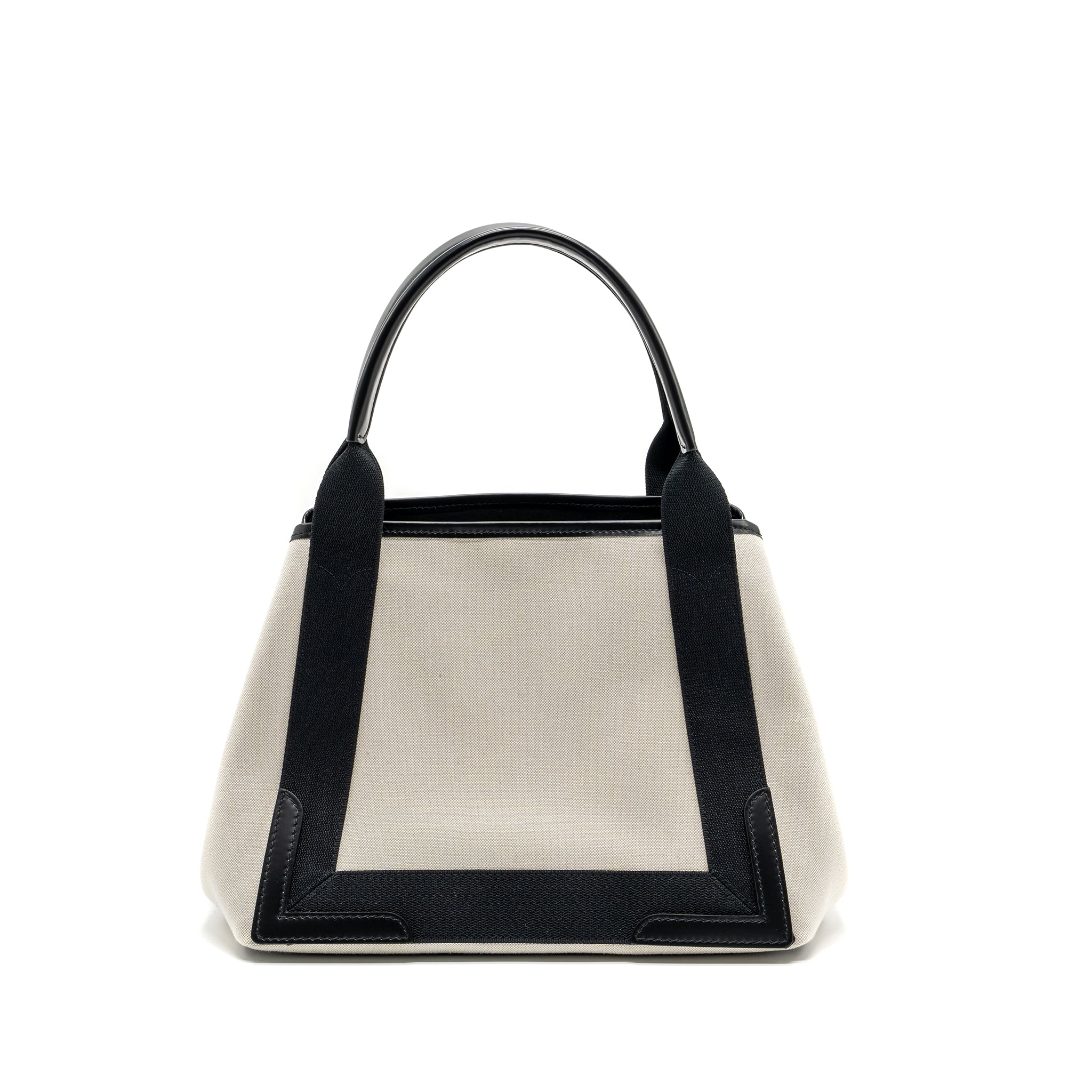 BALENCIAGA CABAS TOTE BAG CANVAS/CALFSKIN BEIGE/BLACK SHW
