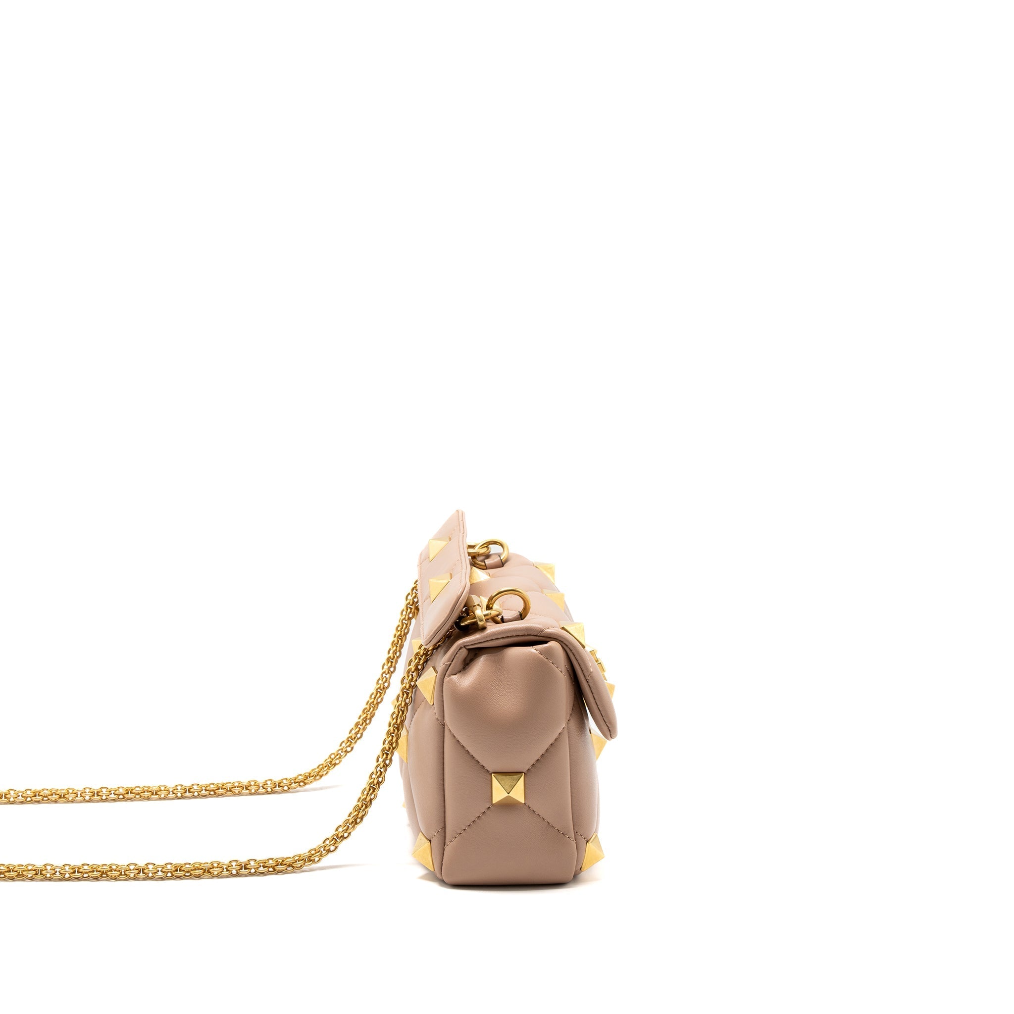 VALENTINO MEDIUM ROMAN STUD SHOULDER BAG NAPPA POUDRE GHW