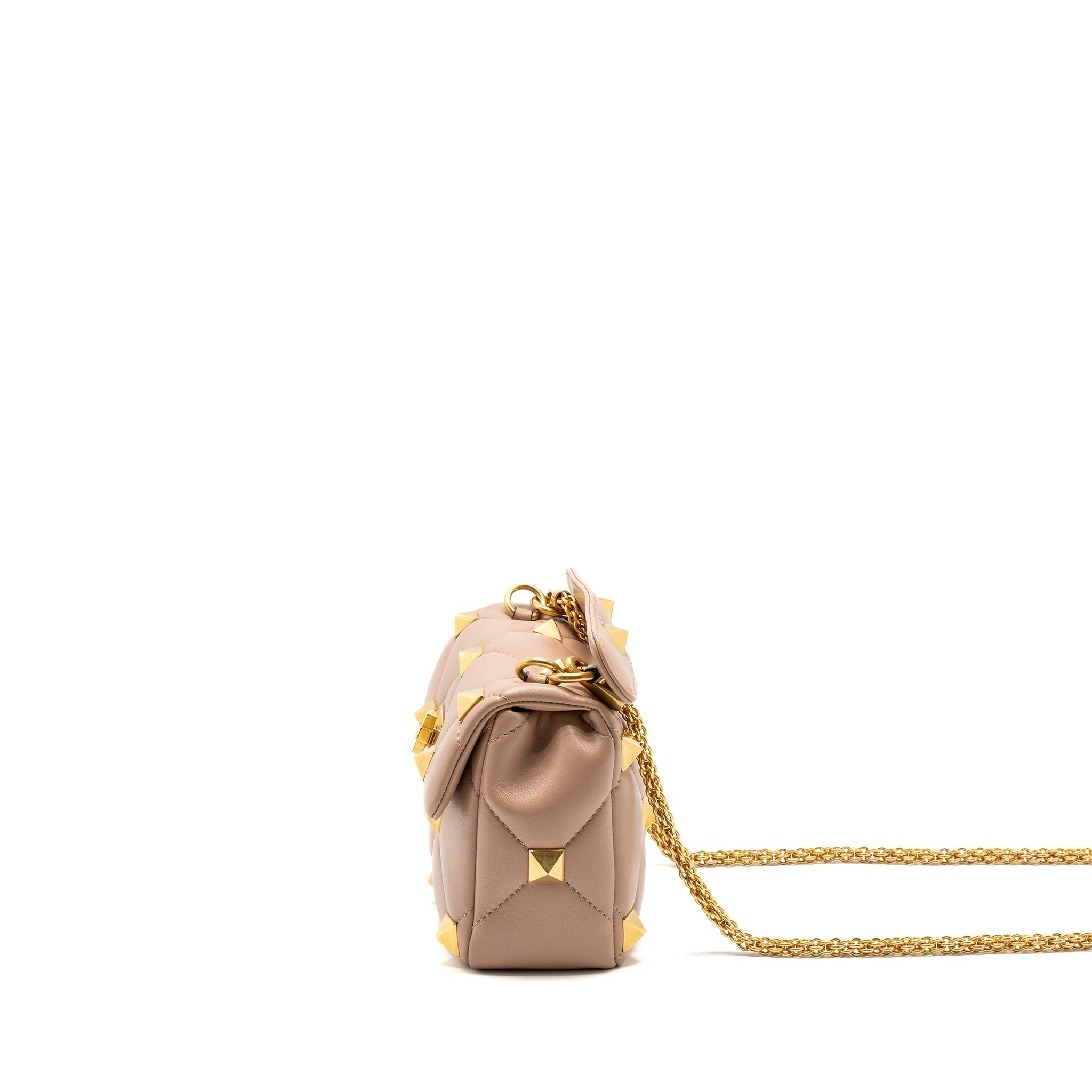 VALENTINO MEDIUM ROMAN STUD SHOULDER BAG NAPPA POUDRE GHW