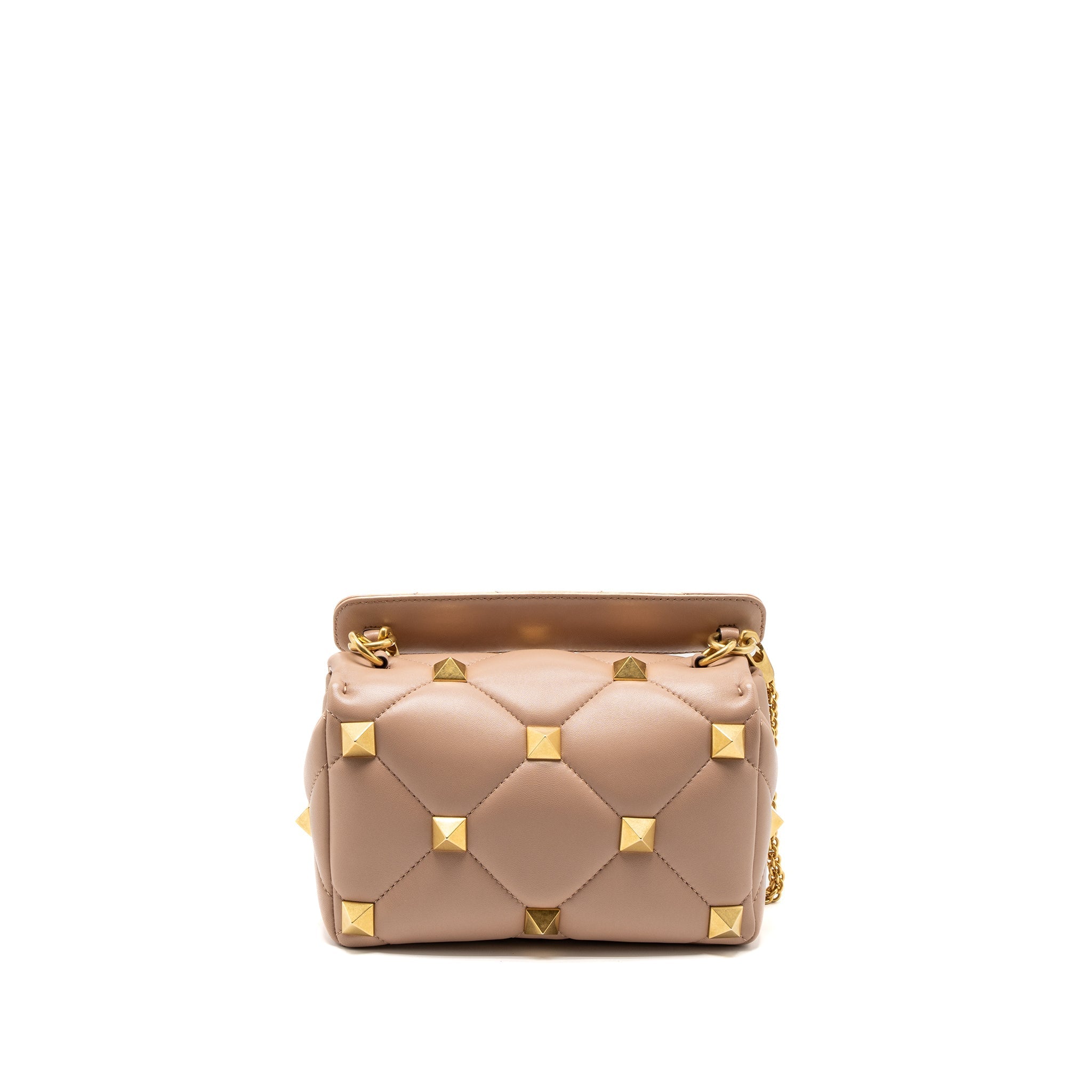 VALENTINO MEDIUM ROMAN STUD SHOULDER BAG NAPPA POUDRE GHW