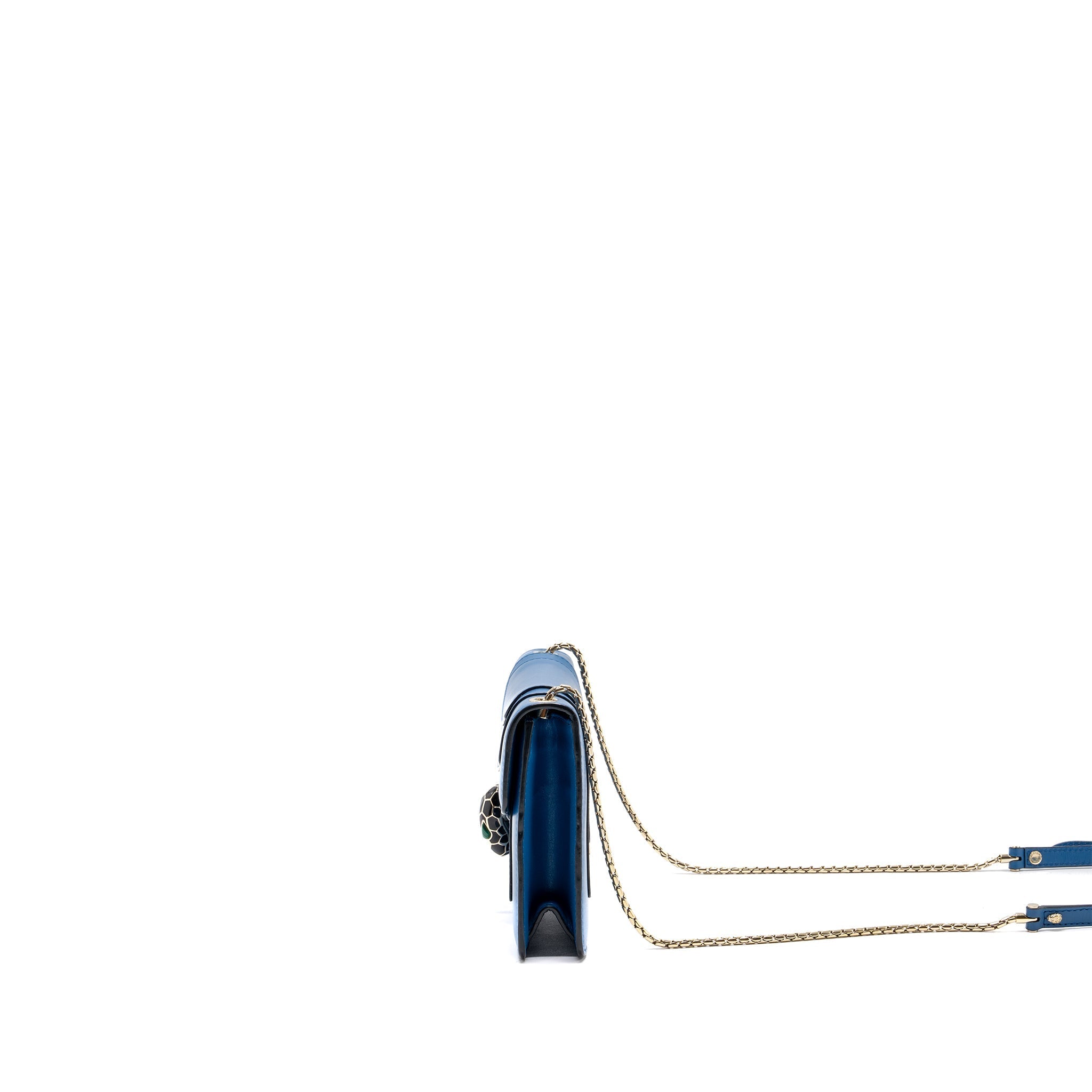 BVLGARI SERPENTI FOREVER FLAP CHAIN BAG CALFSKIN BLUE LGHW
