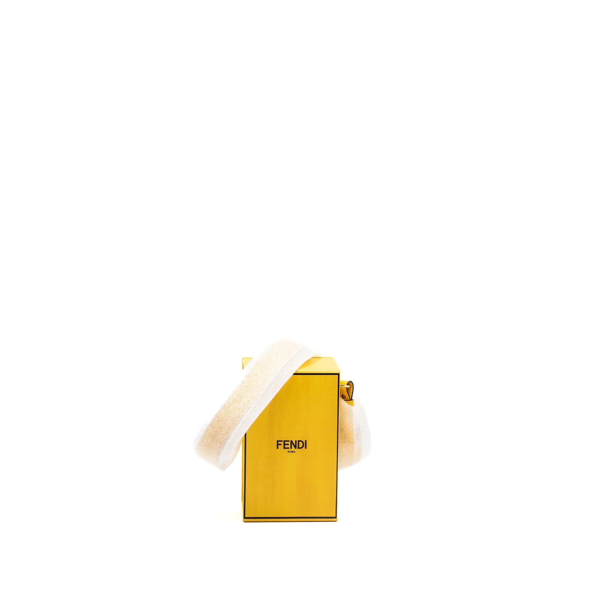 FENDI VERTICAL BOX SHOULDER BAG CALFSKIN YELLOW GHW