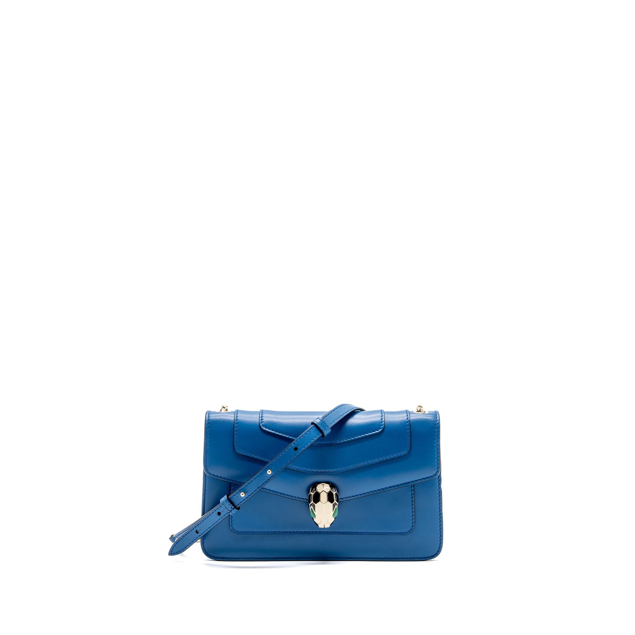 BVLGARI SERPENTI FOREVER FLAP CHAIN BAG CALFSKIN BLUE LGHW