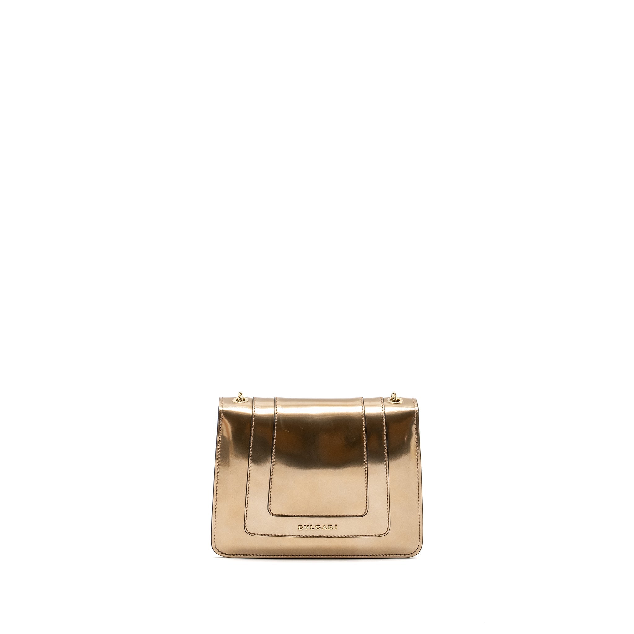 BVLGARI SERPENTI FOREVER SHOULDER BAG PATENT METALLIC GOLD GHW