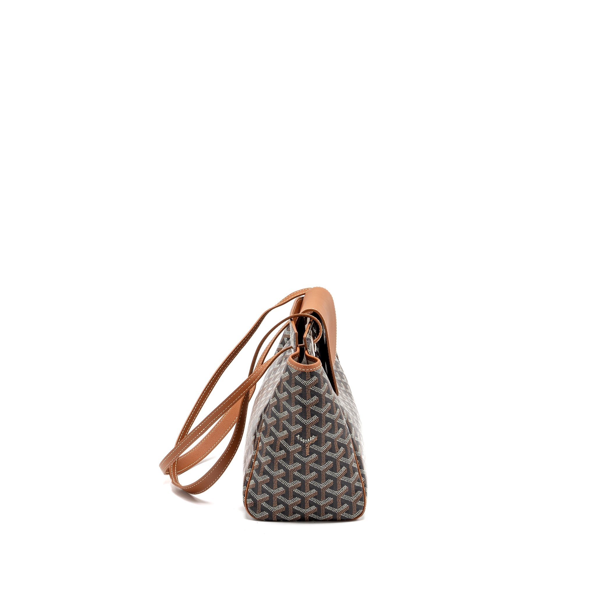 GOYARD ROUETTE TOTE BAG GOYARDINE CANVAS / CALFSKIN BROWN SHW