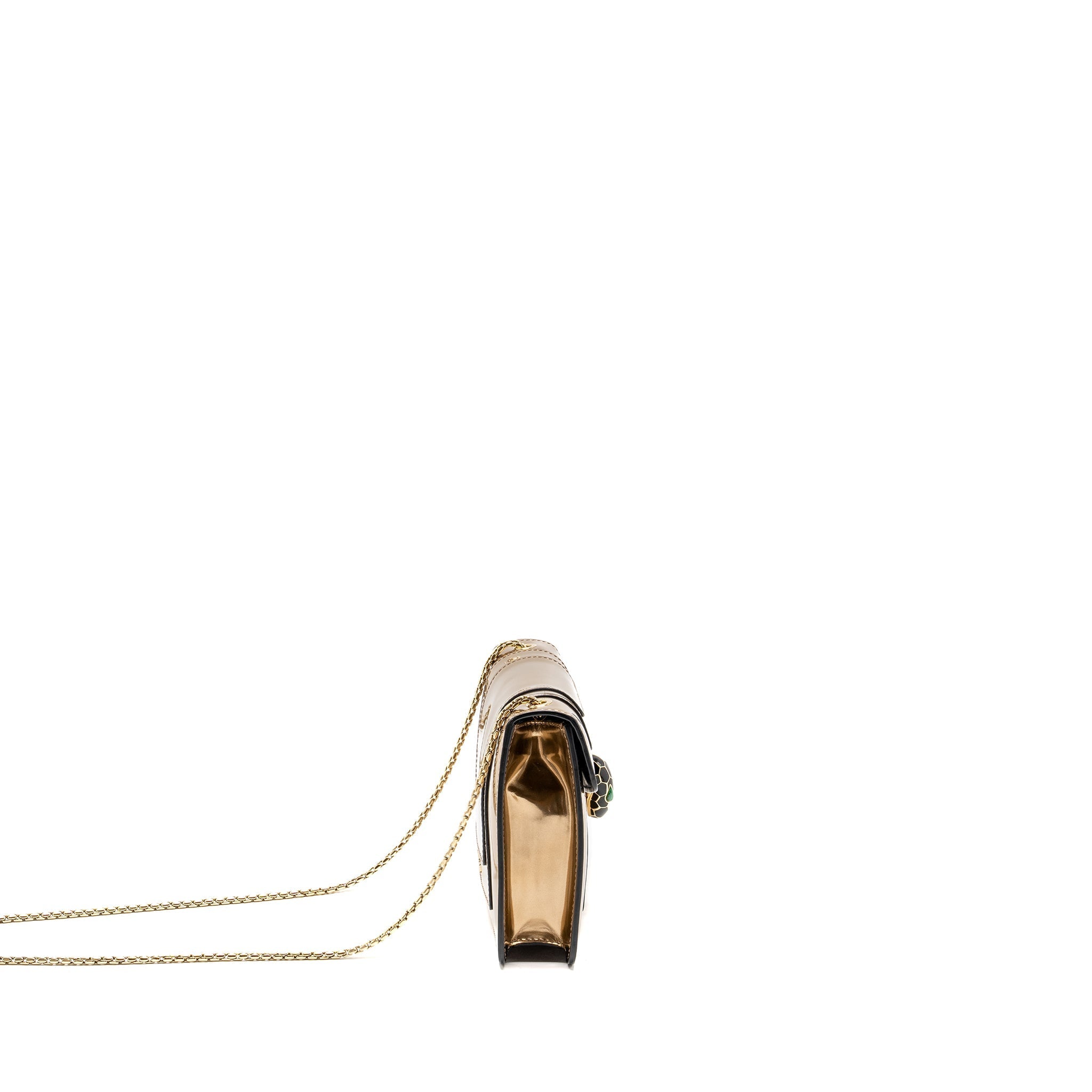 BVLGARI SERPENTI FOREVER SHOULDER BAG PATENT METALLIC GOLD GHW